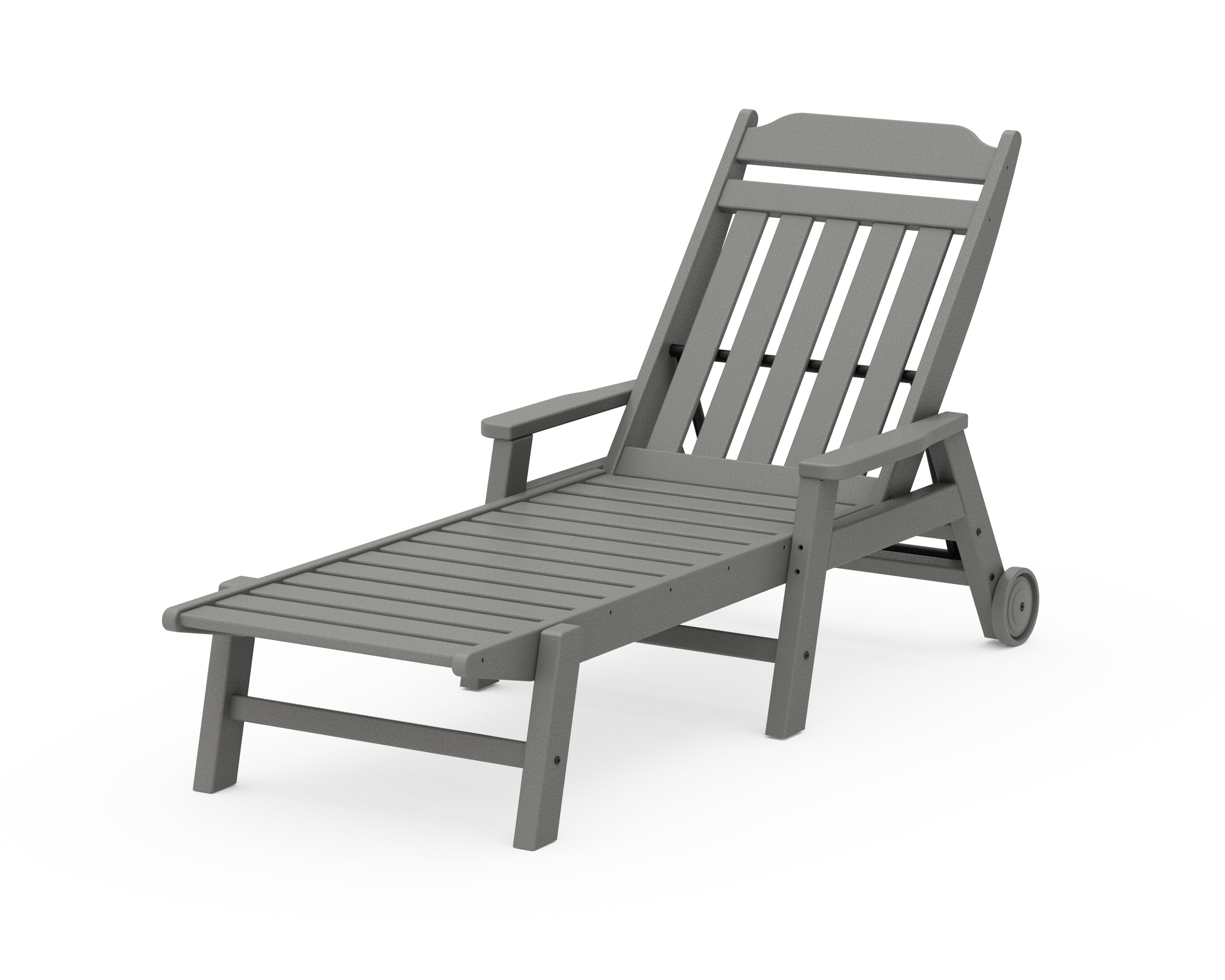 Country Living Cottage Chaise with Arms and Wheels in Slate Grey
