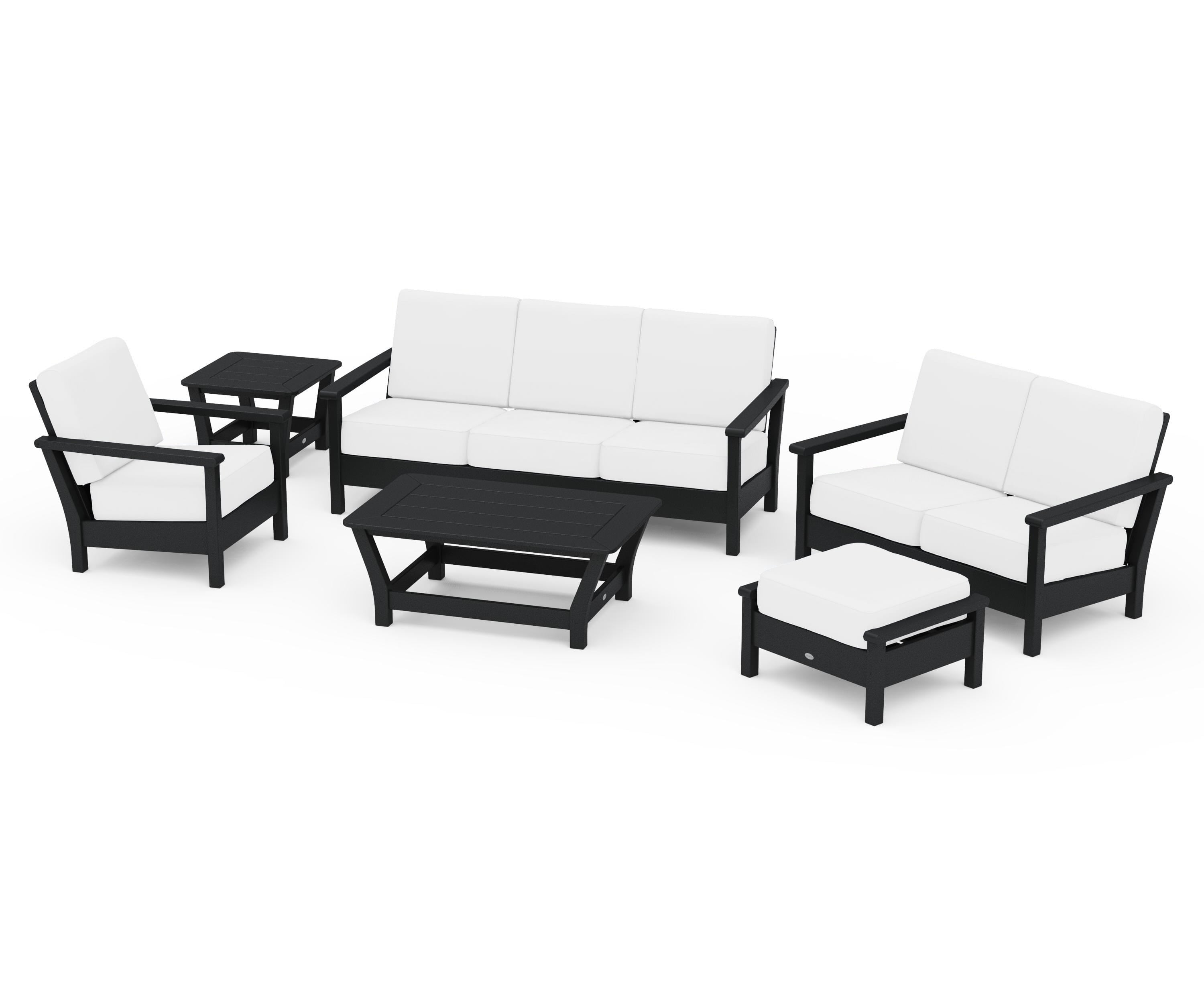 POLYWOOD® Harbour 6-Piece Outdoor Living Set in Black / Natural