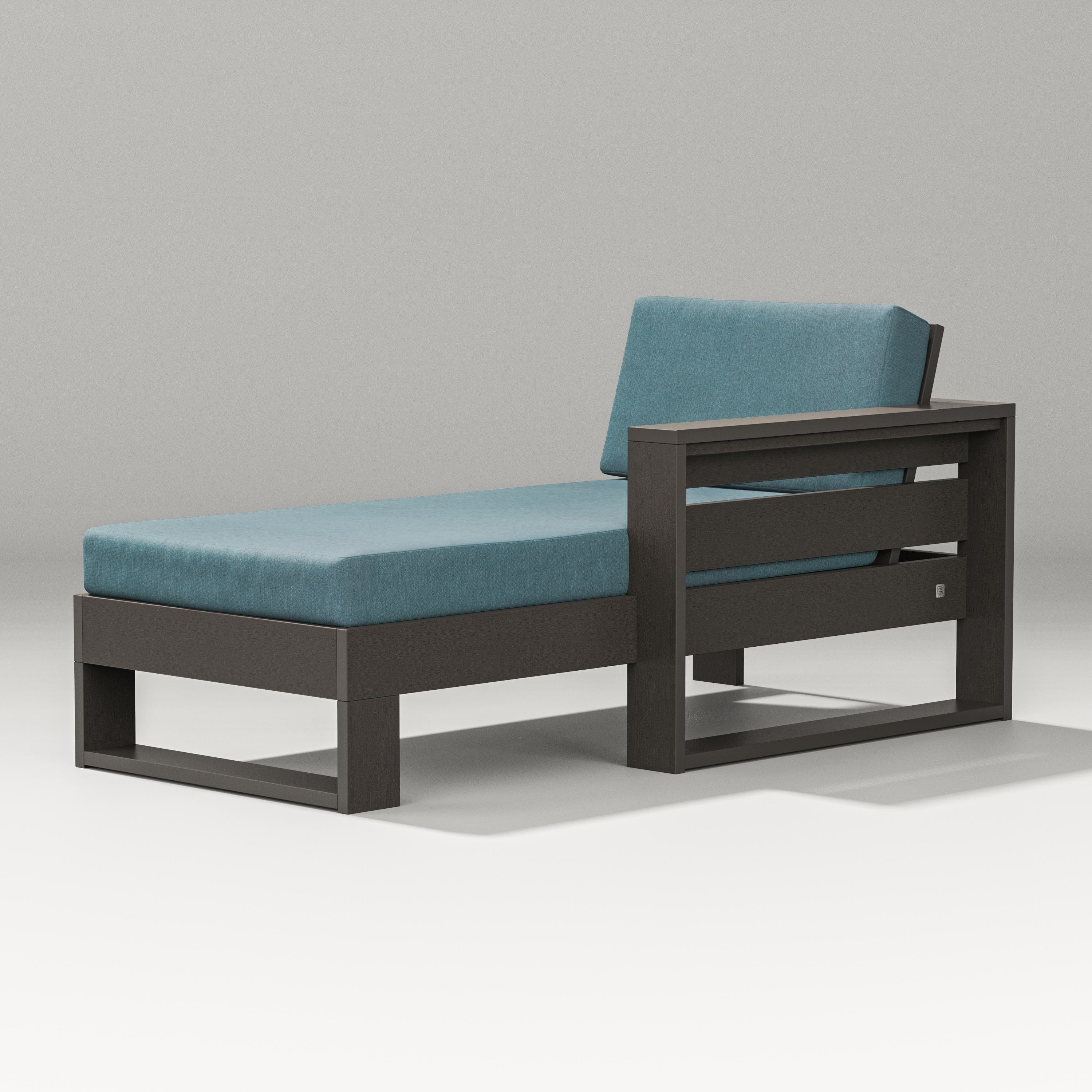 PW Designer Series Latitude Modular Right Arm Chaise in Vintage Coffee / Ocean Teal