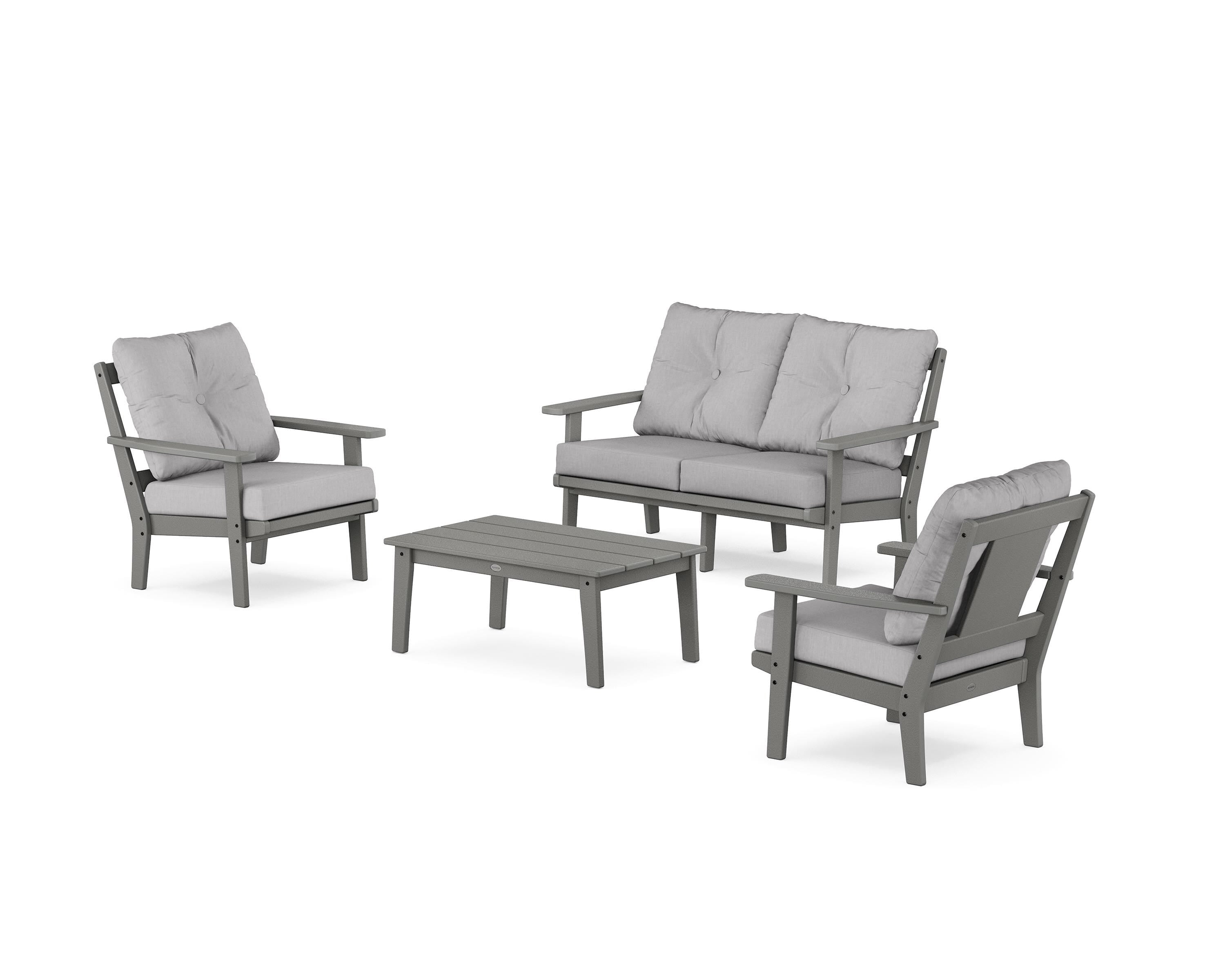 POLYWOOD® Prairie 4-Piece Deep Seating Set with Loveseat in Slate Grey / Granite