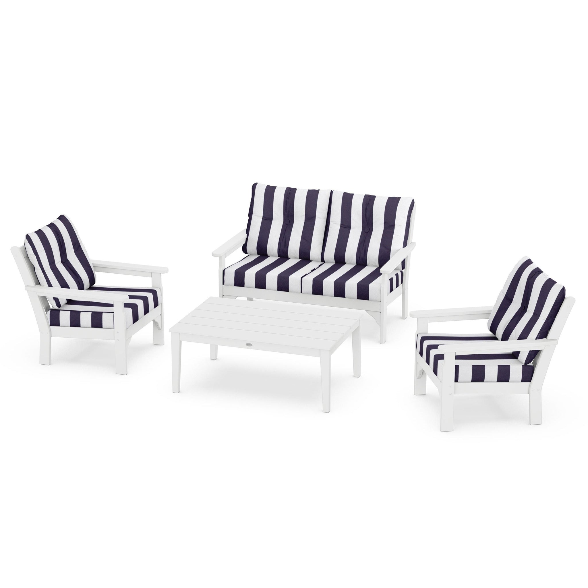 Vineyard 4 Piece Deep Seating Set - White