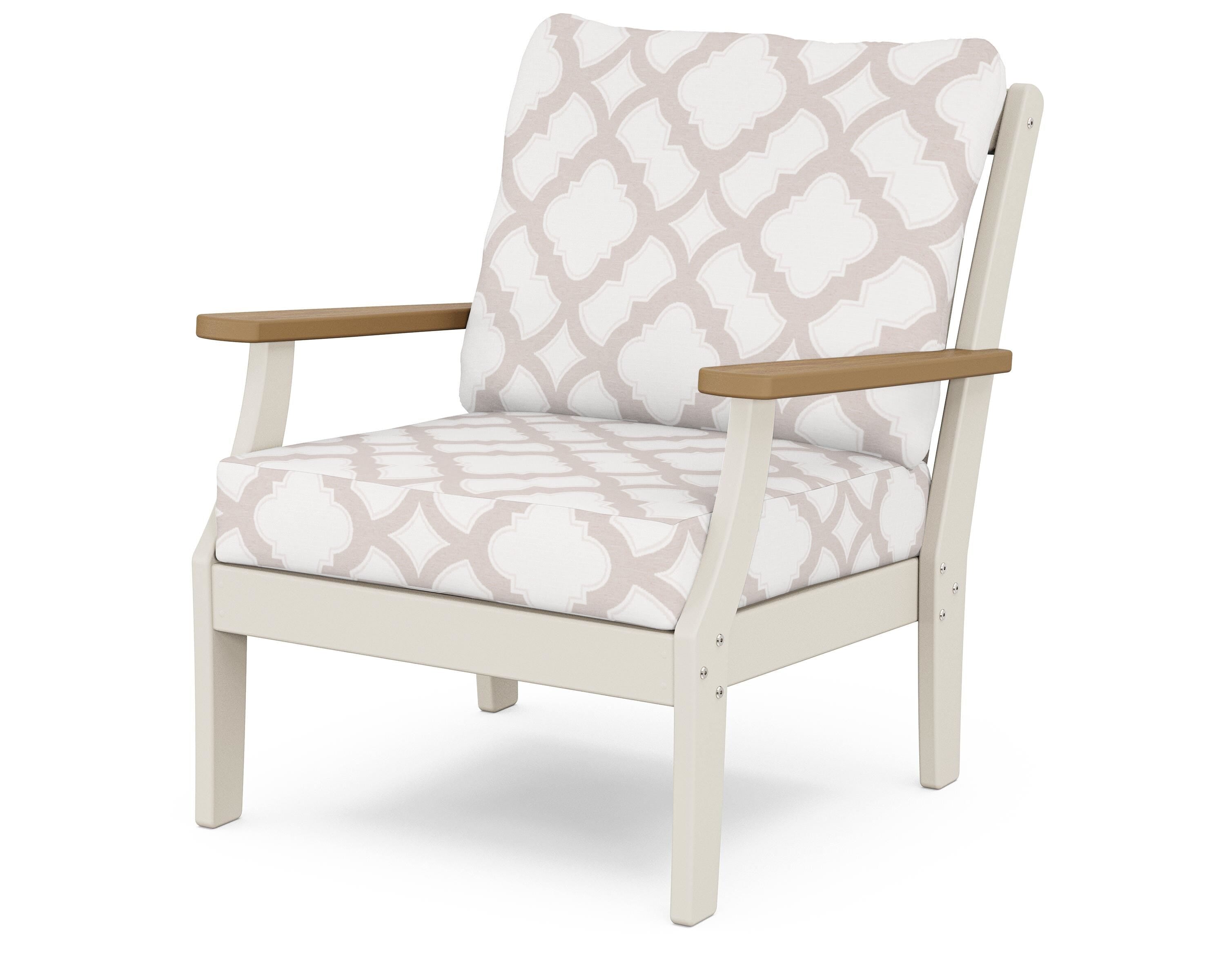 POLYWOOD® Braxton Deep Seating Chair in Sand / Natural / Trellis Dune Burlap