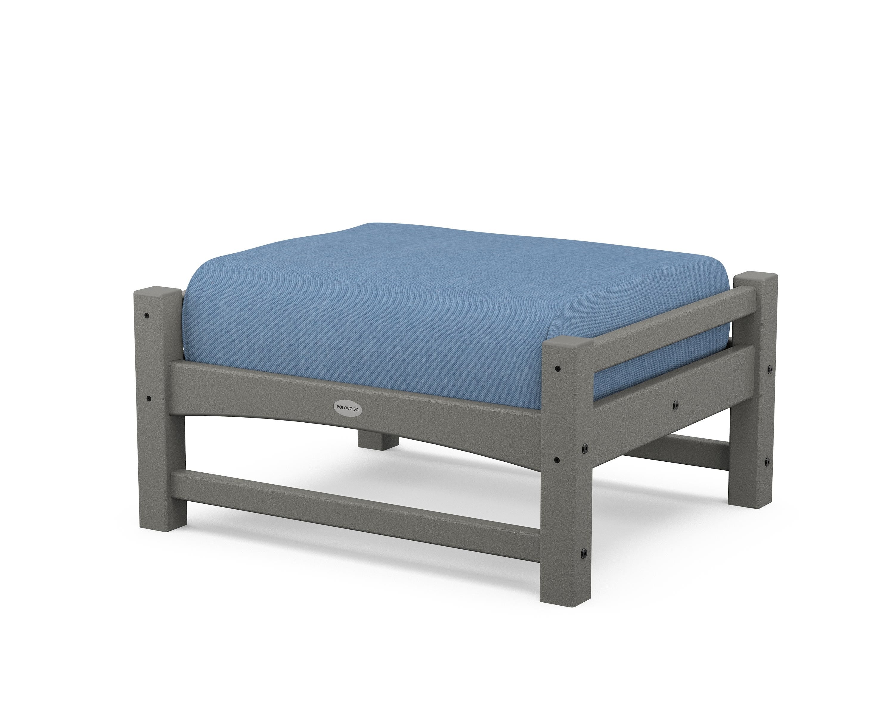 POLYWOOD® Club Ottoman in Slate Grey / Sky Blue