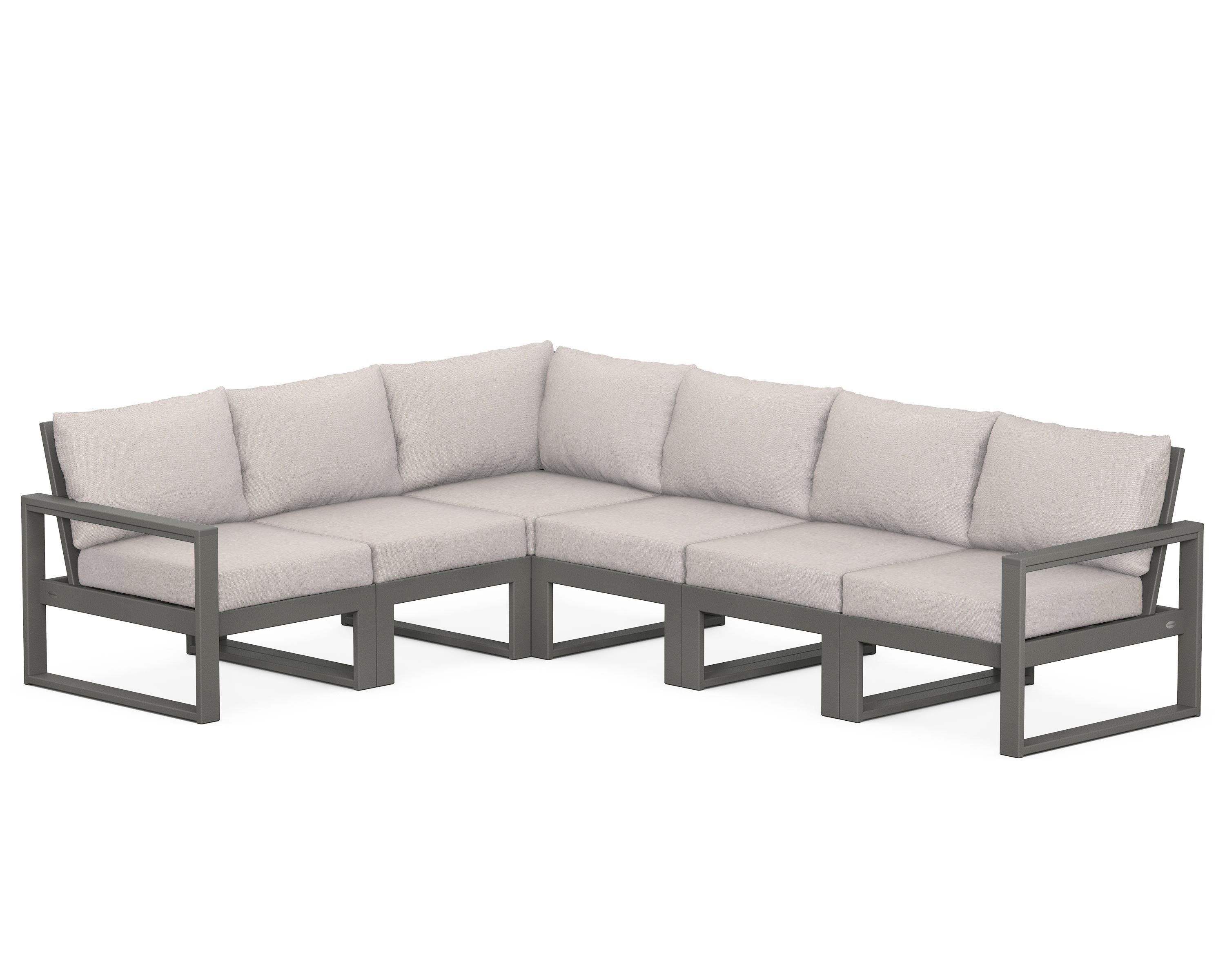POLYWOOD® EDGE 6-Piece Modular Deep Seating Set in Slate Grey / Dune Burlap