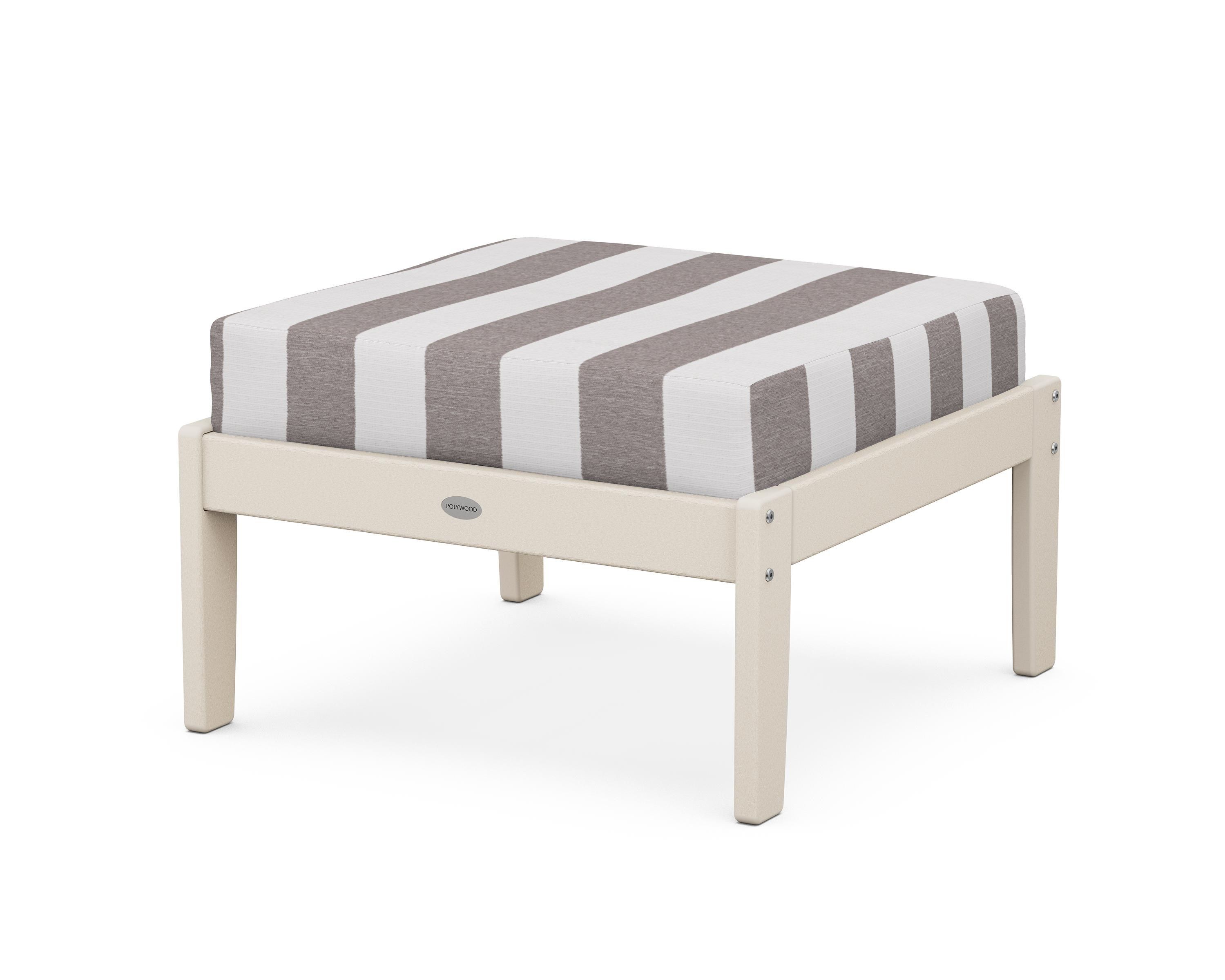POLYWOOD® Braxton Deep Seating Ottoman in Sand / Cabana Stripe Grey Mist