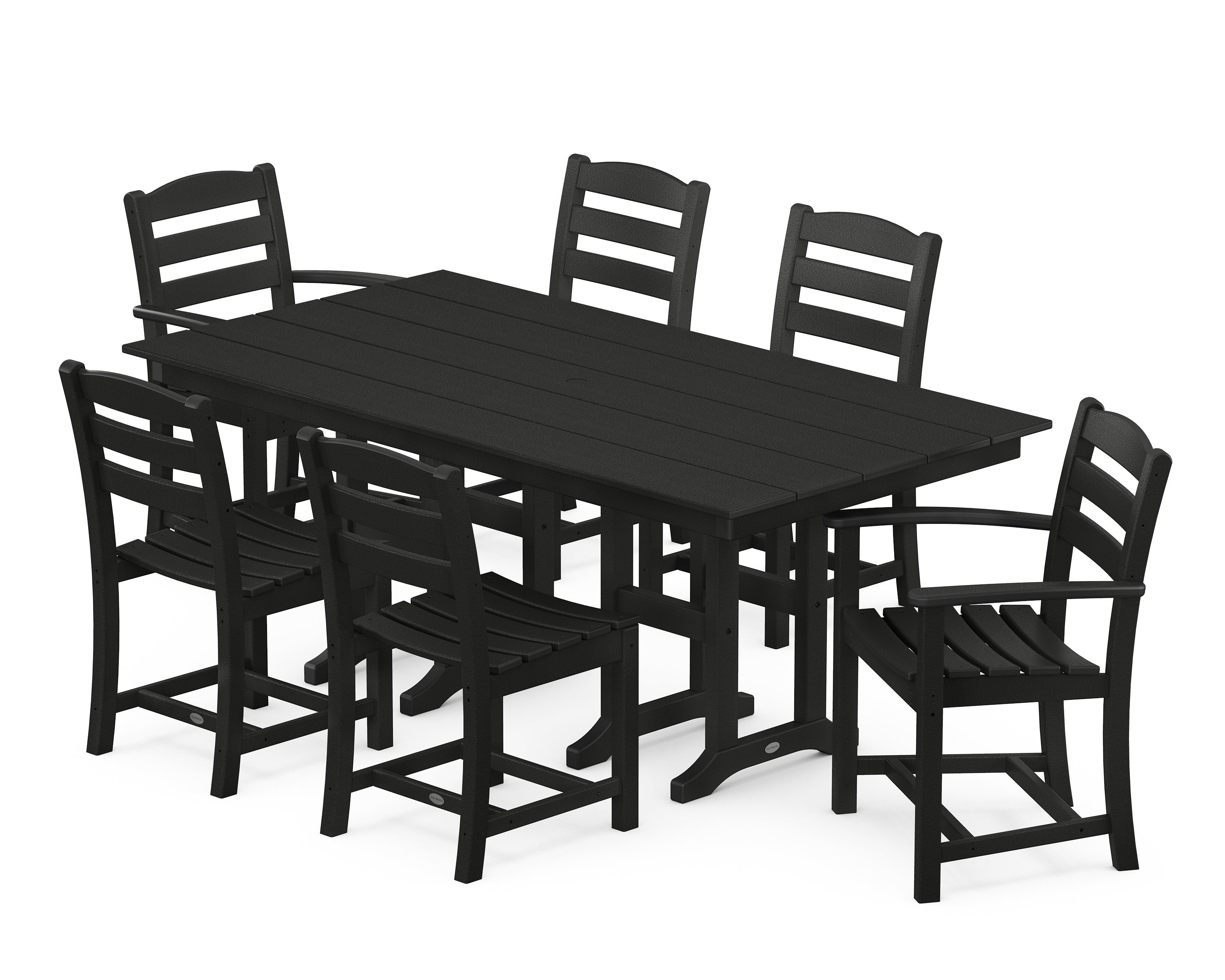 POLYWOOD® La Casa Café 7-Piece Farmhouse Dining Set in Black