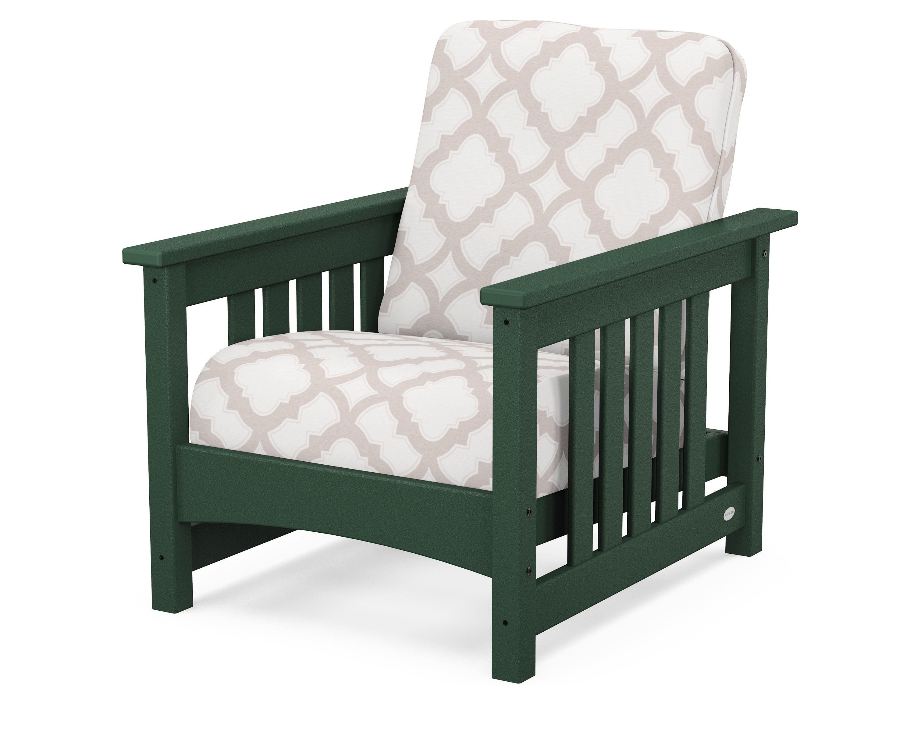 POLYWOOD® Club Mission Chair in Green / Trellis Dune Burlap