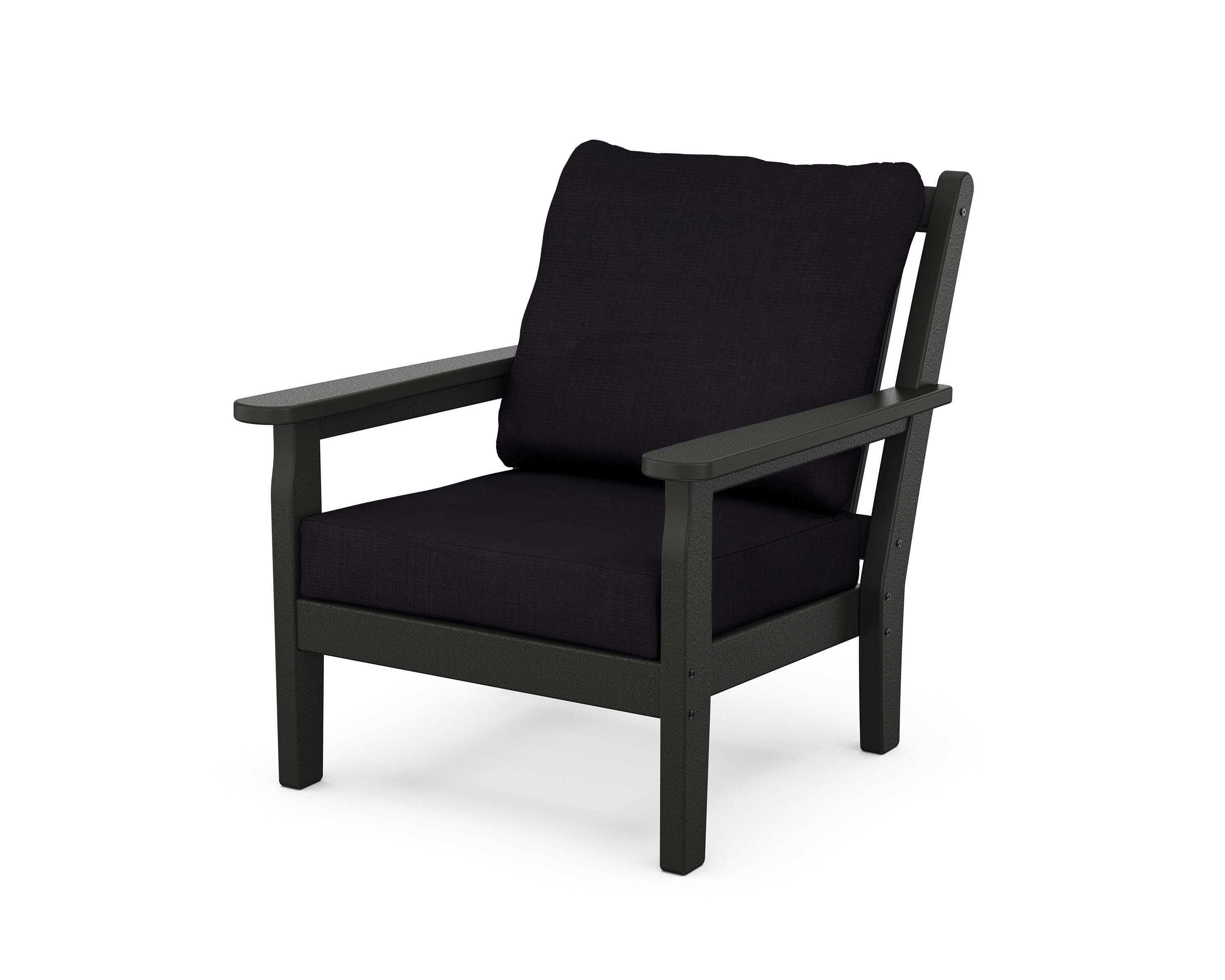 POLYWOOD® Chippendale Deep Seating Chair in Black / Midnight Linen