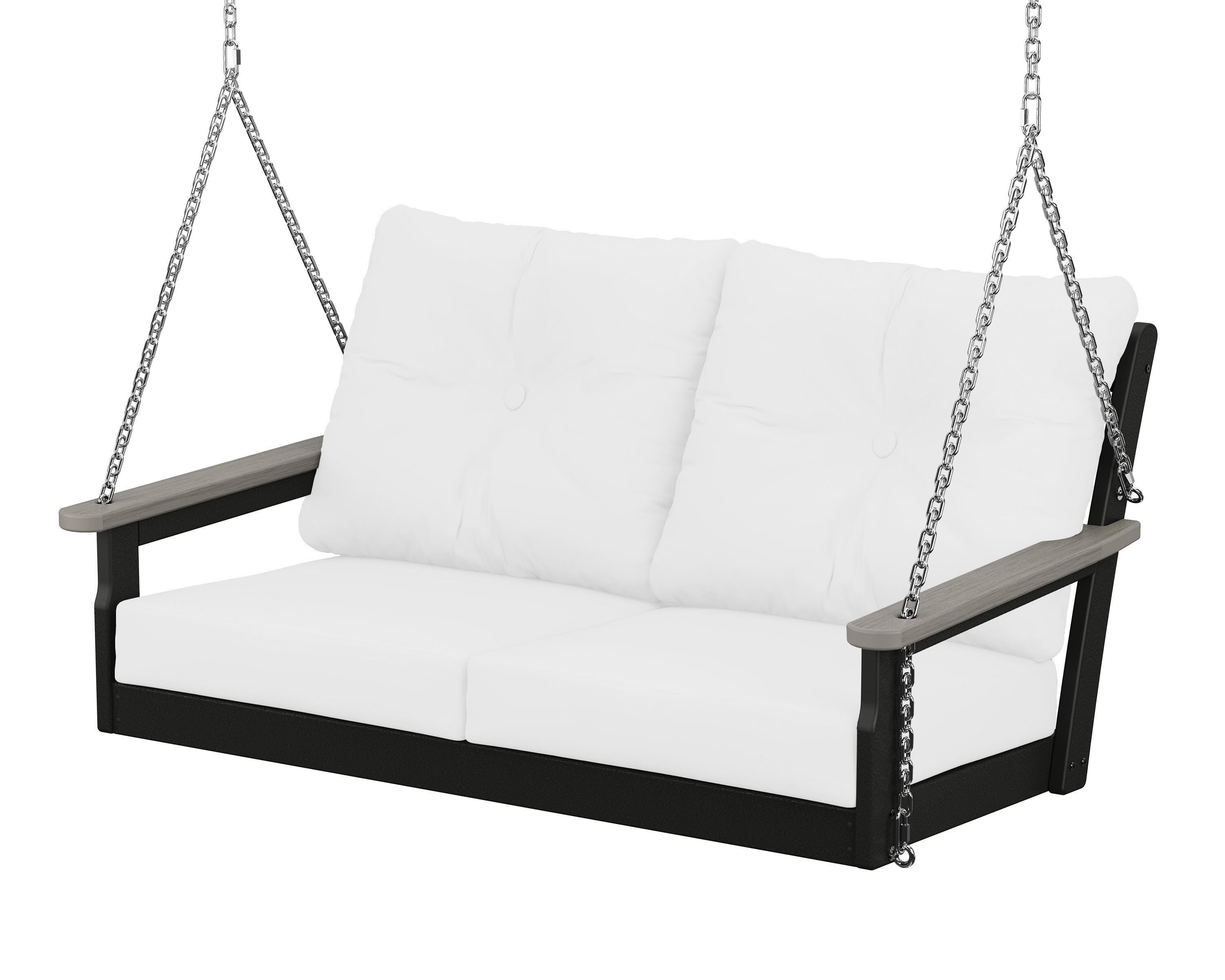POLYWOOD® Vineyard Deep Seating Swing in Black / Driftwood / Natural