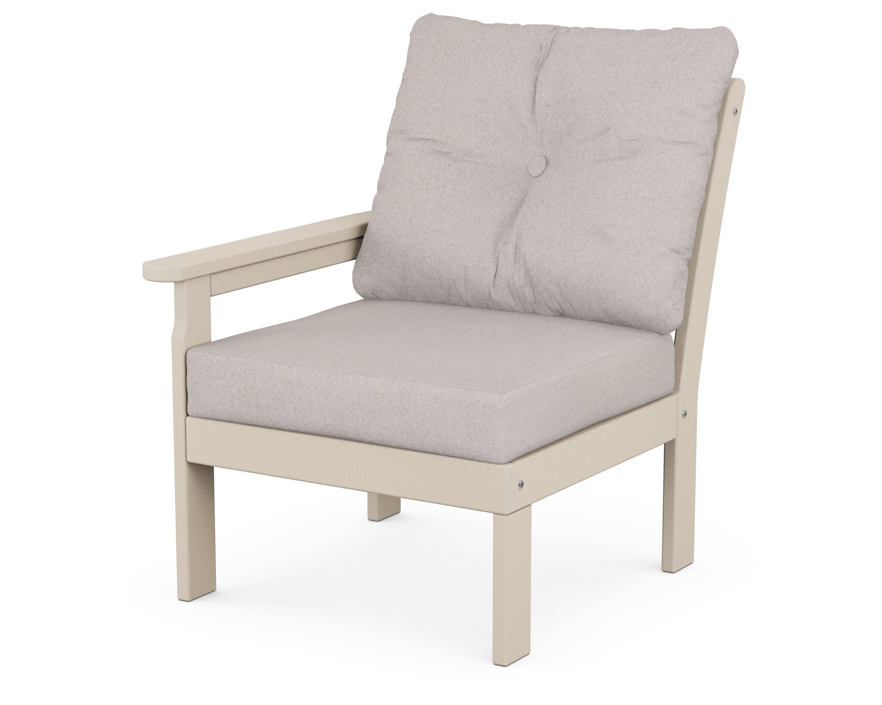 POLYWOOD® Vineyard Modular Left Arm Chair in Sand / Dune Burlap