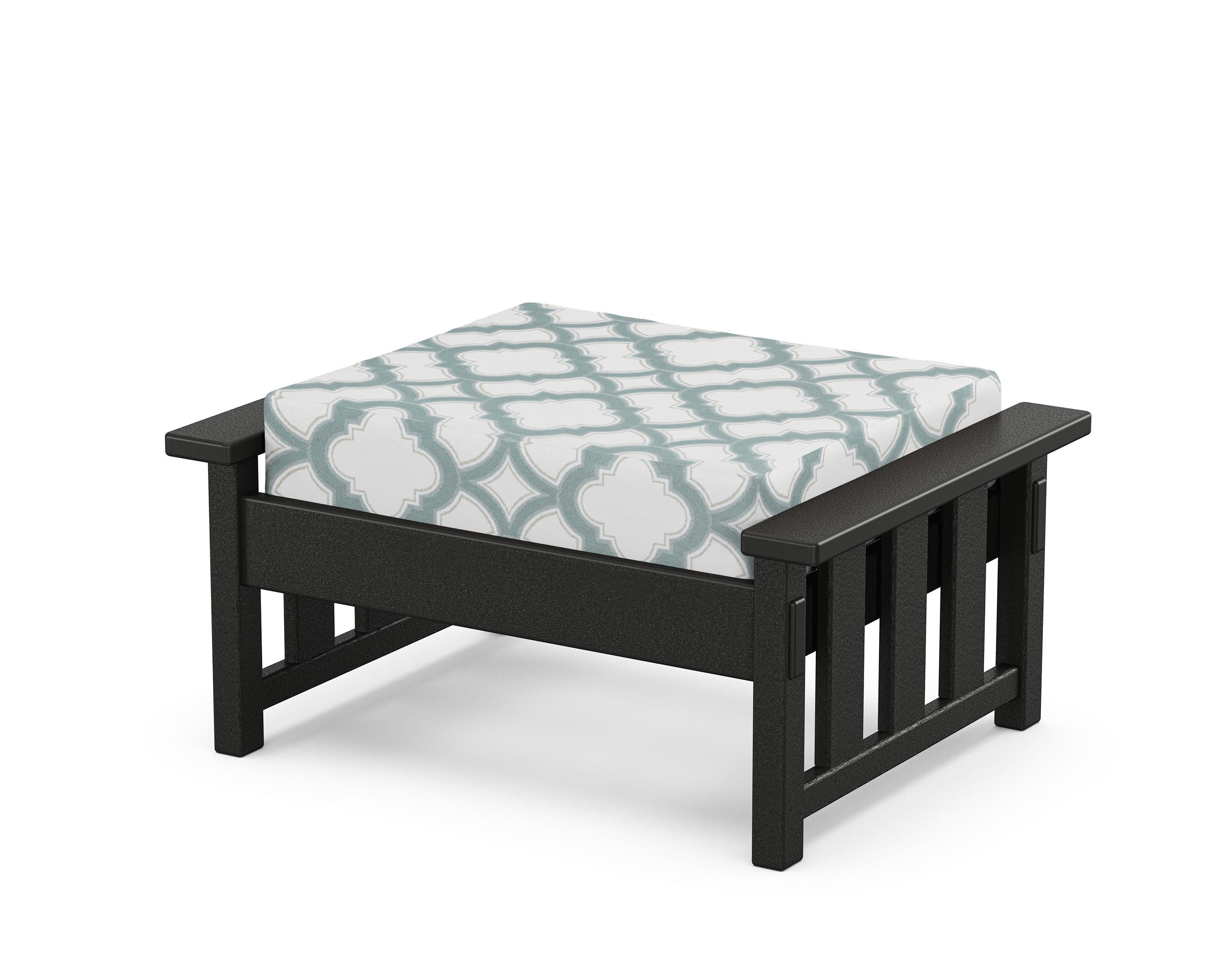 Martha Stewart by POLYWOOD® Acadia Deep Seating Ottoman in Black / Trellis Glacier Spa