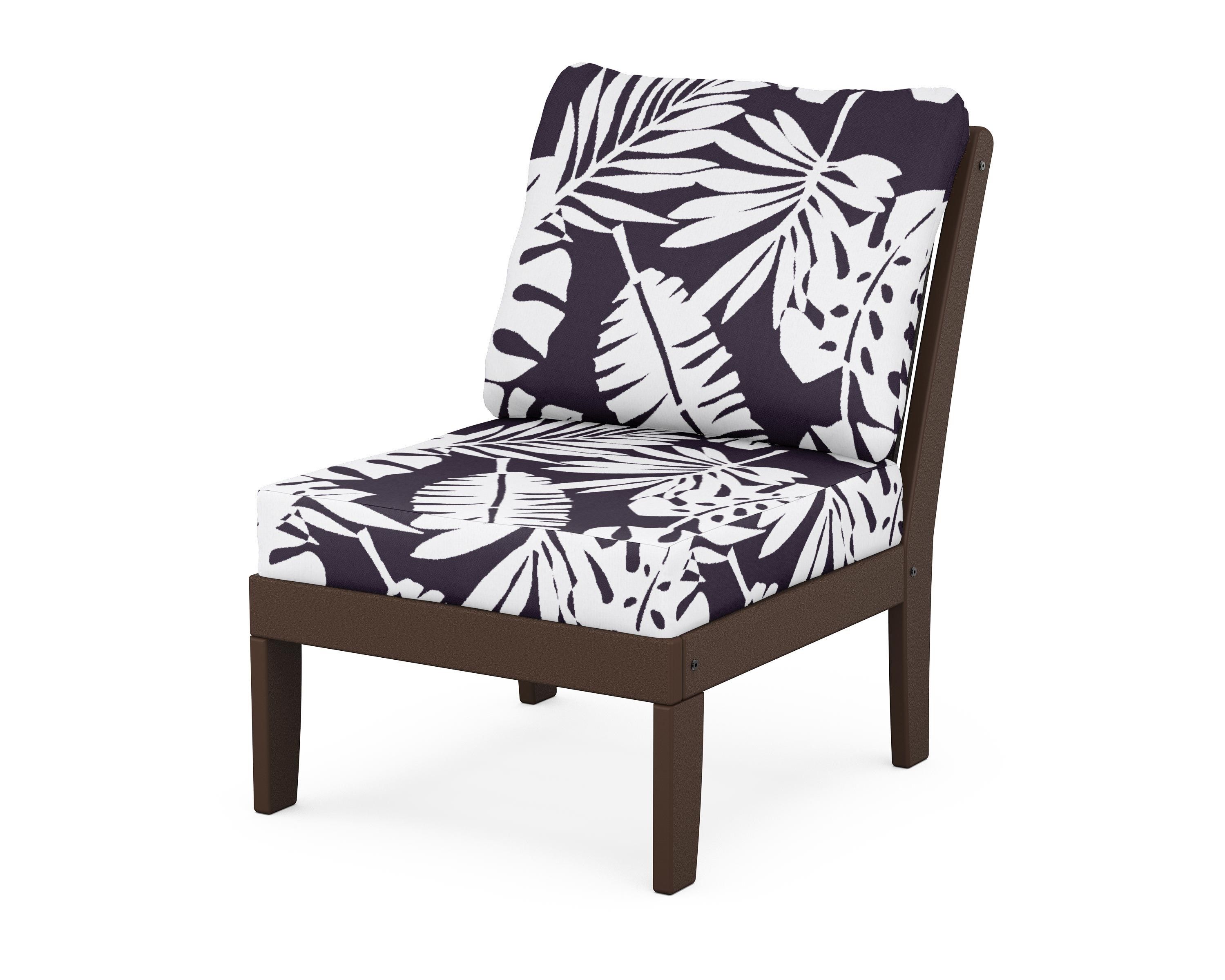 POLYWOOD® Braxton Modular Armless Chair in Mahogany / Leaf Navy