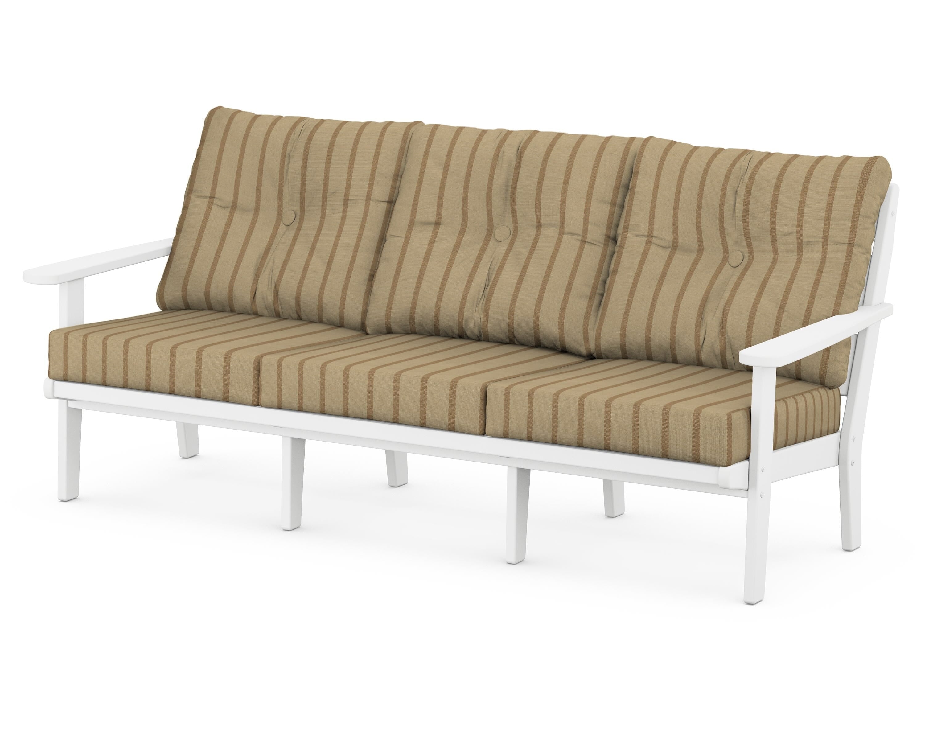 POLYWOOD® Lakeside Deep Seating Sofa in White / Unwind Driftwood