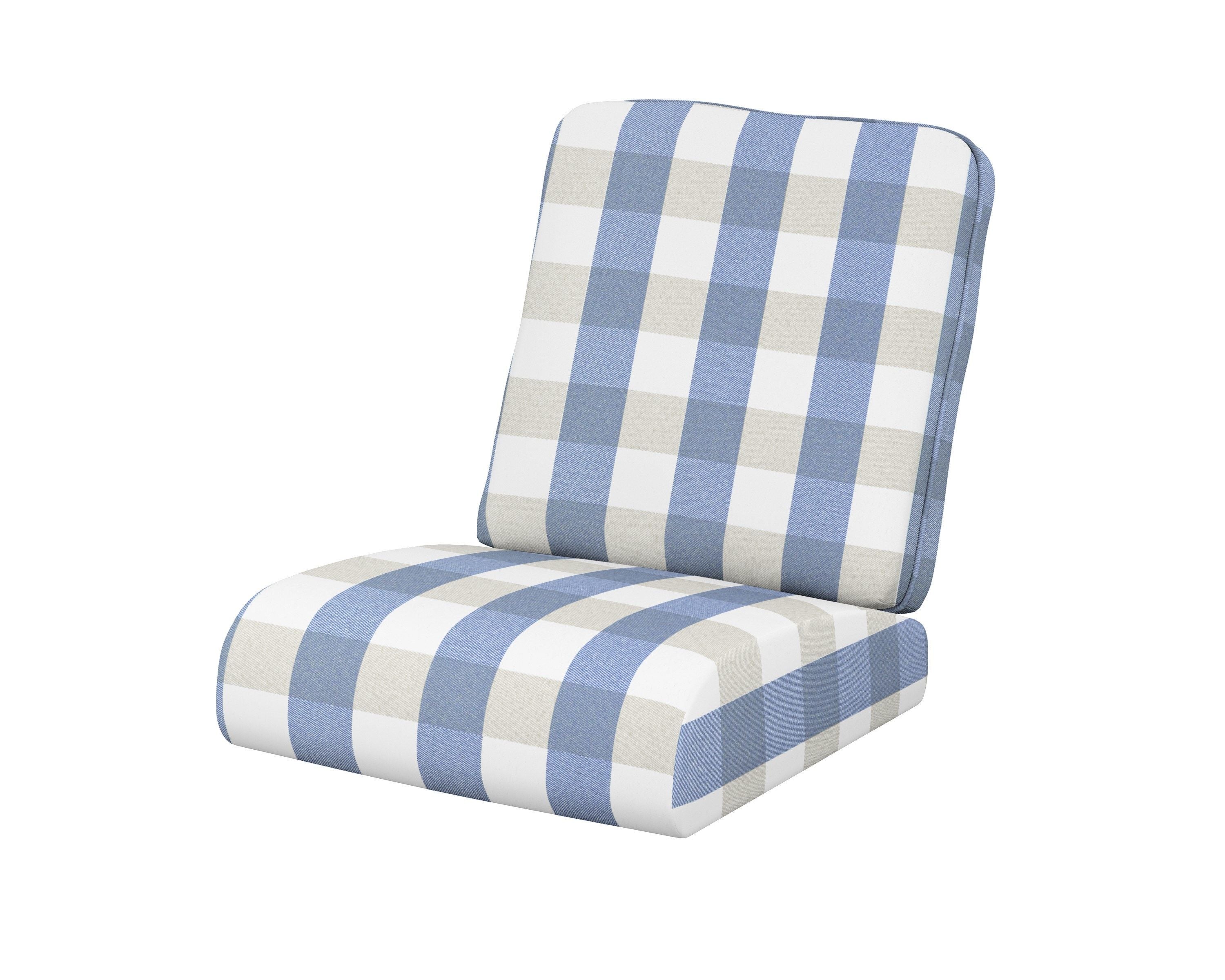 POLYWOOD® Club Seat/Back Cushion in Buffalo Plaid Sky Blue