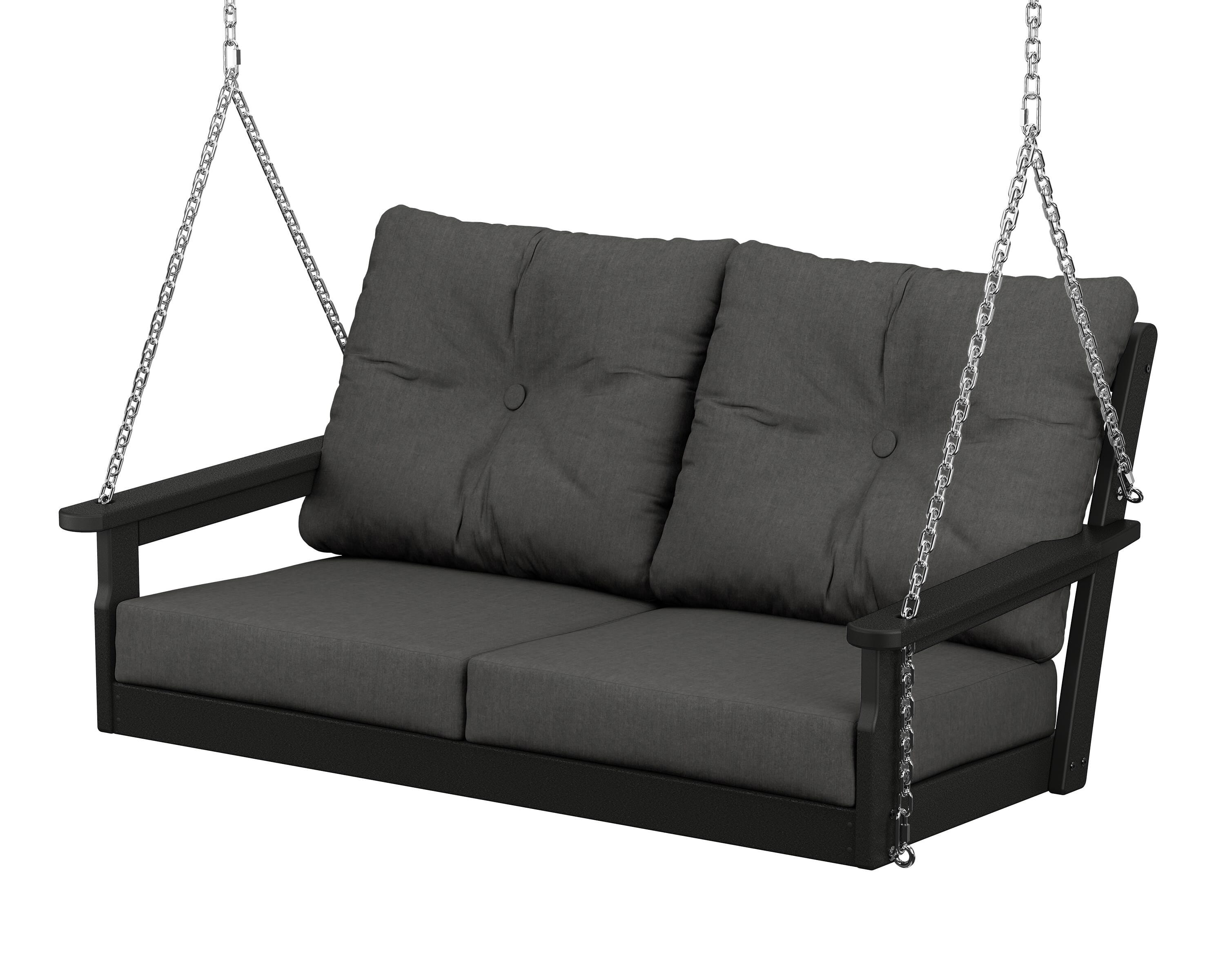 POLYWOOD® Vineyard Deep Seating Swing in Black / Spectrum Carbon