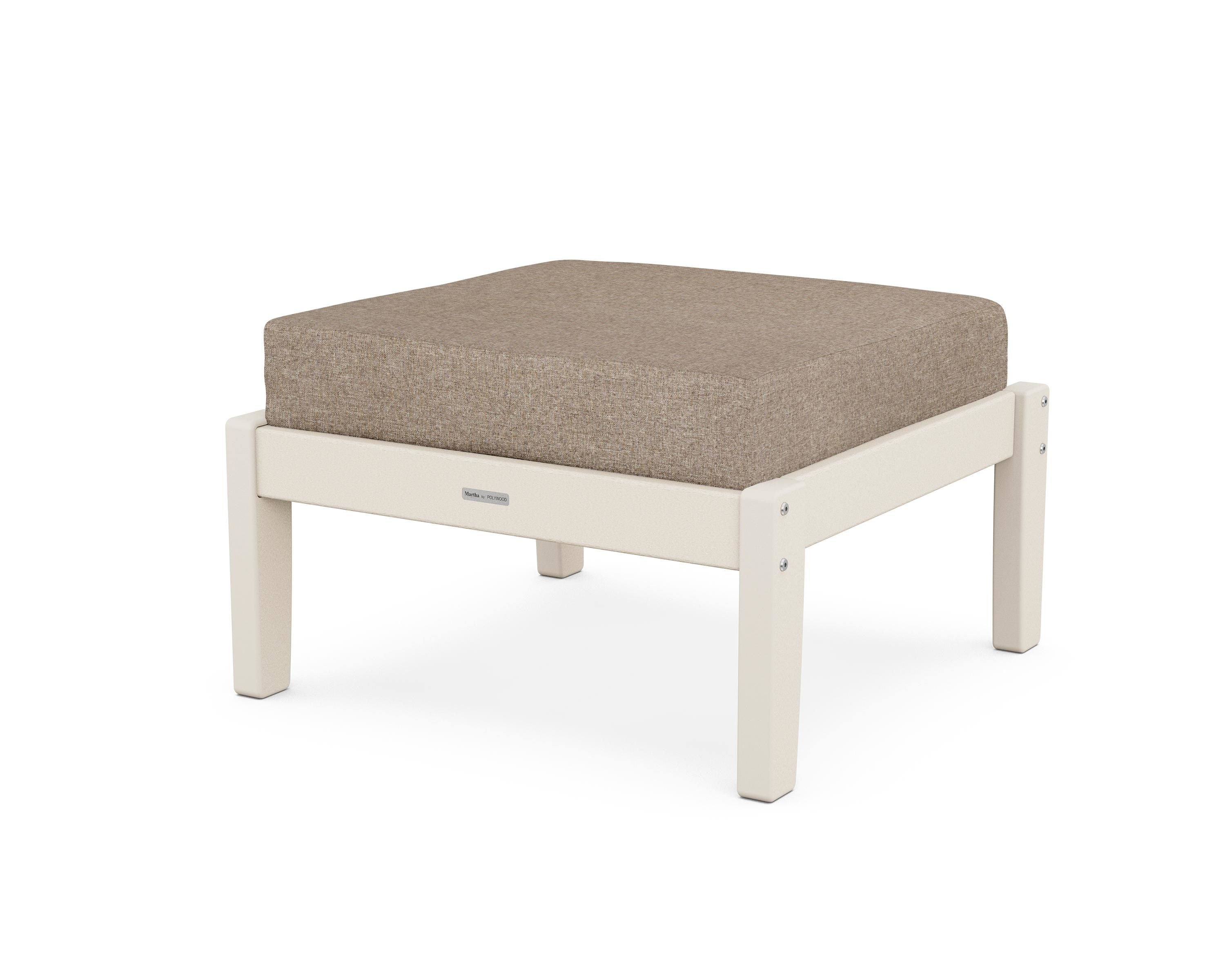 Martha Stewart by POLYWOOD® Chinoiserie Deep Seating Ottoman in Sand / Spiced Burlap