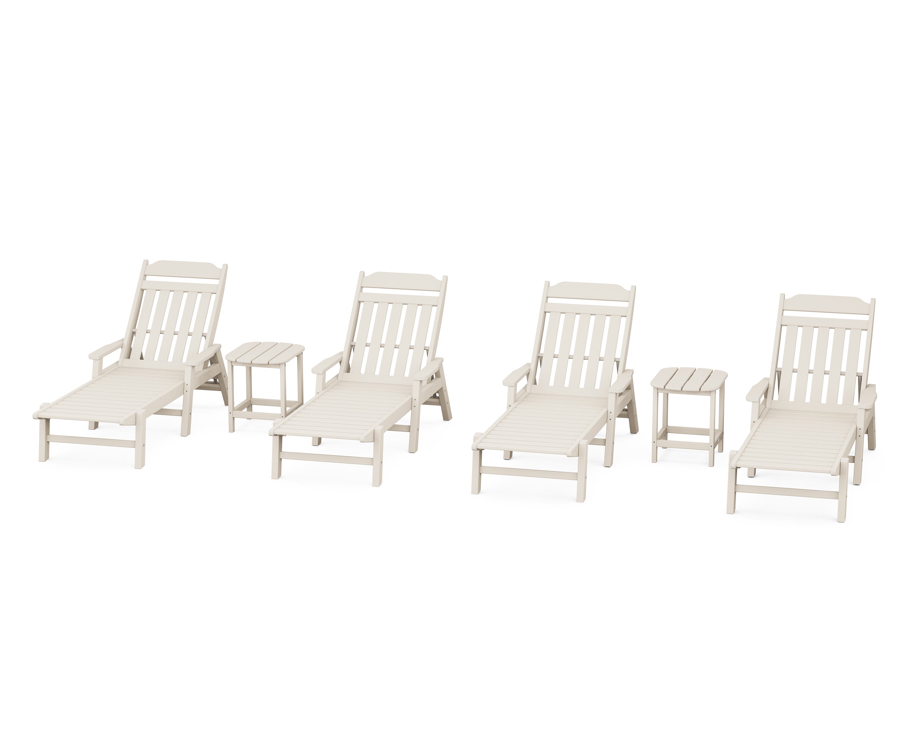 Country Living Cottage 6-Piece Chaise Set with Arms in Sand