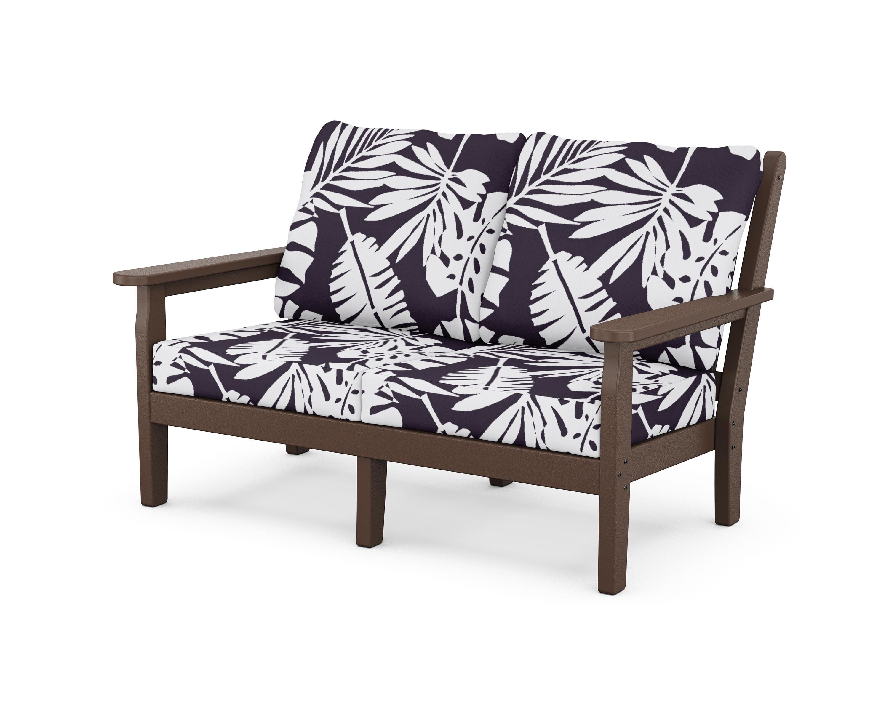 POLYWOOD® Chippendale Deep Seating Loveseat in Mahogany / Leaf Navy