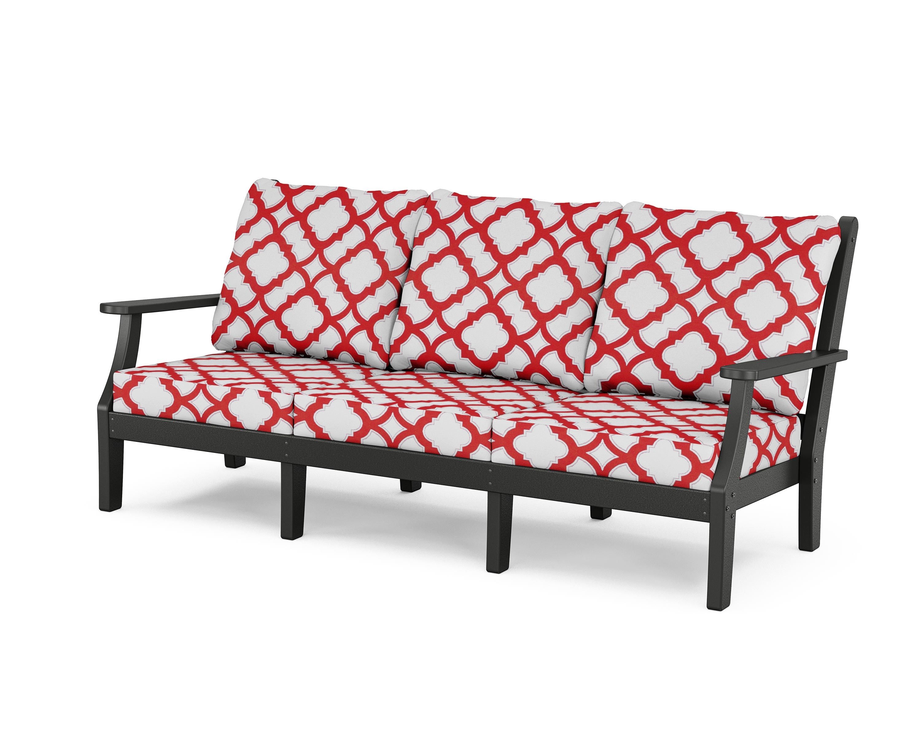 Country Living Wovendale Deep Seating Sofa in Black / Trellis Crimson