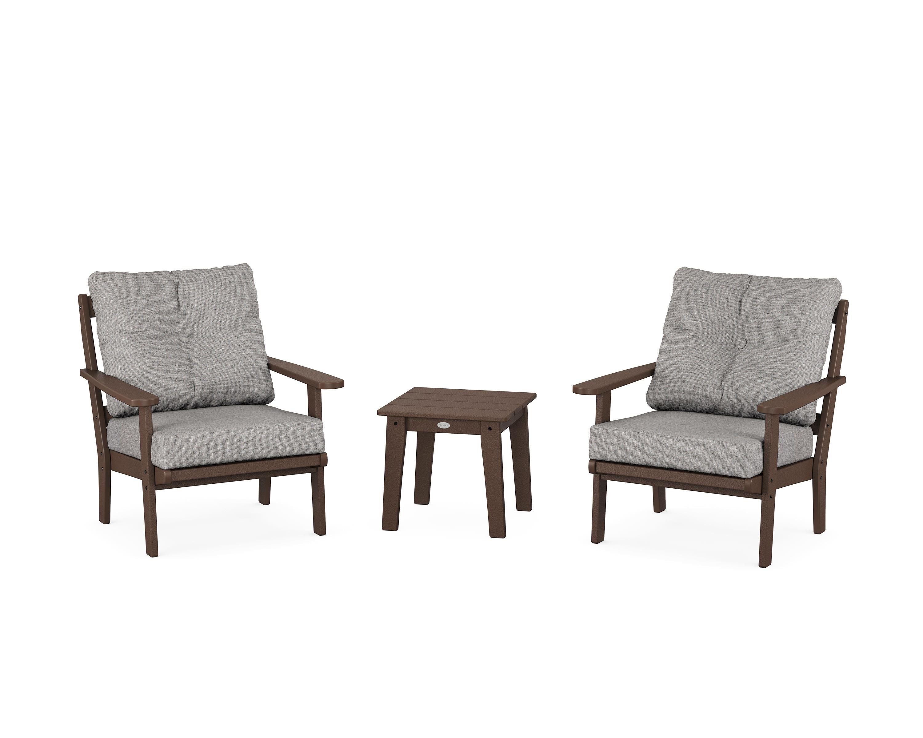 POLYWOOD® Mission 3-Piece Deep Seating Set in Mahogany / Grey Mist
