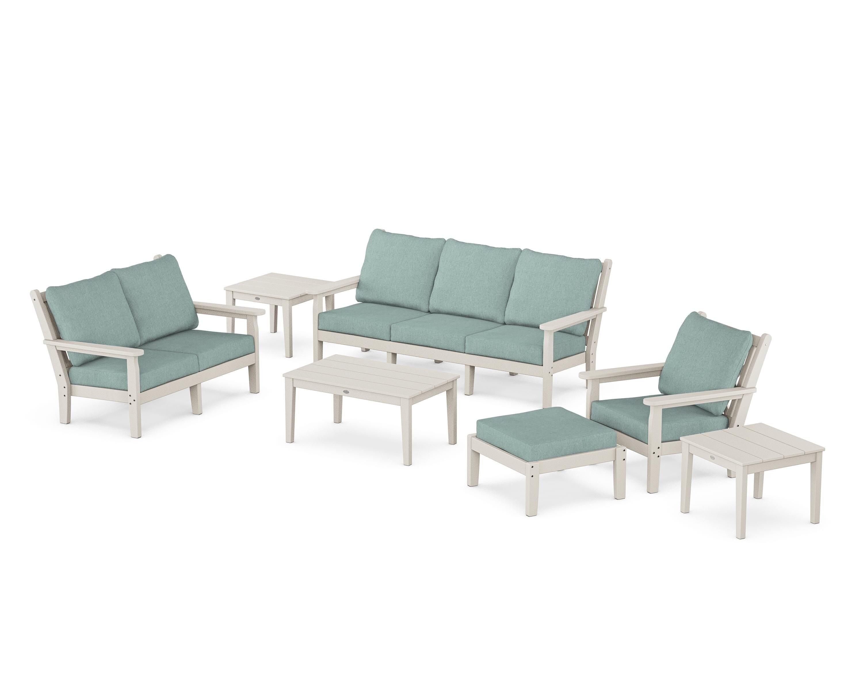 POLYWOOD® Chippendale 7-Piece Deep Seating Set in Sand / Glacier Spa