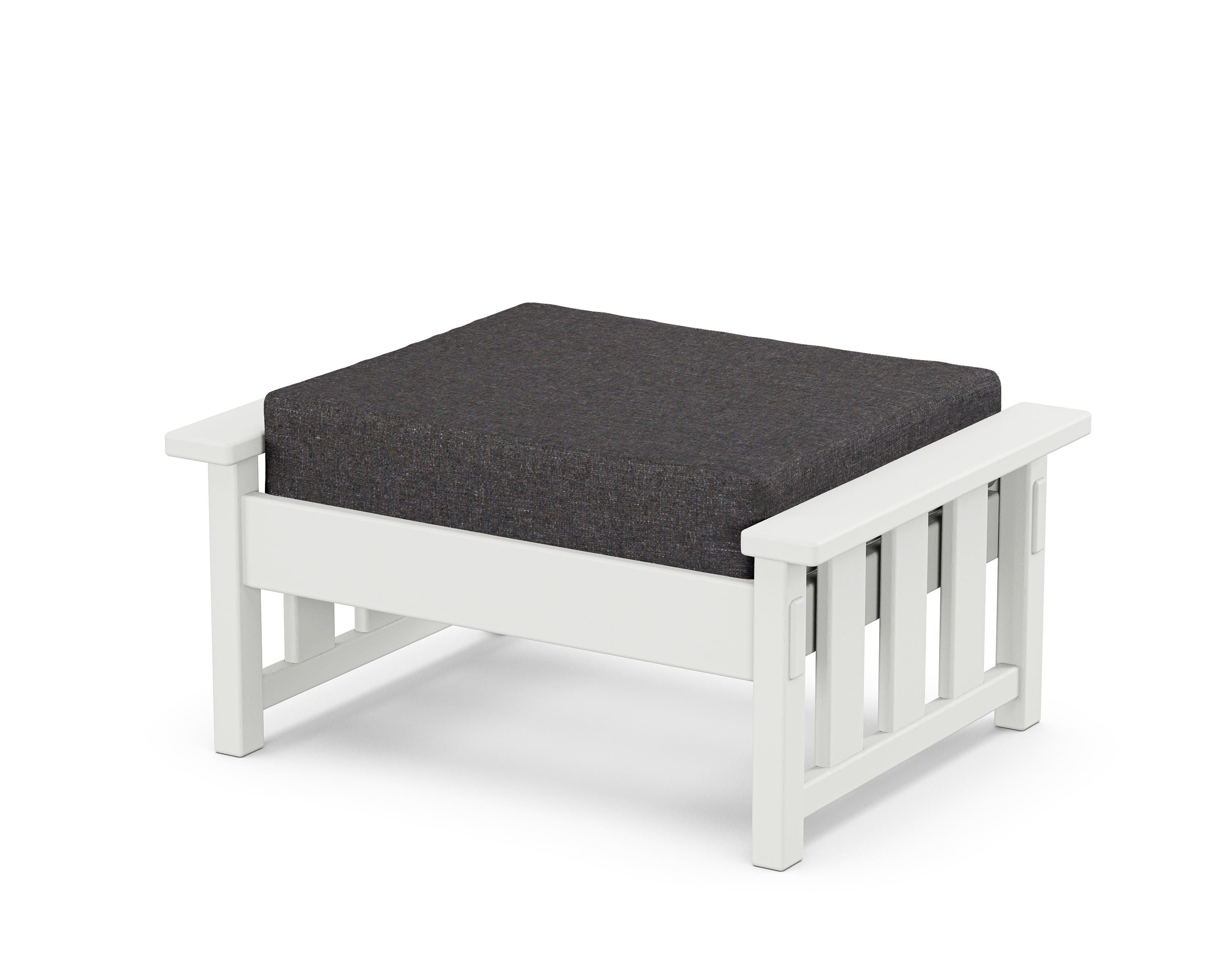 Martha Stewart by POLYWOOD® Acadia Deep Seating Ottoman in White / Ash Charcoal