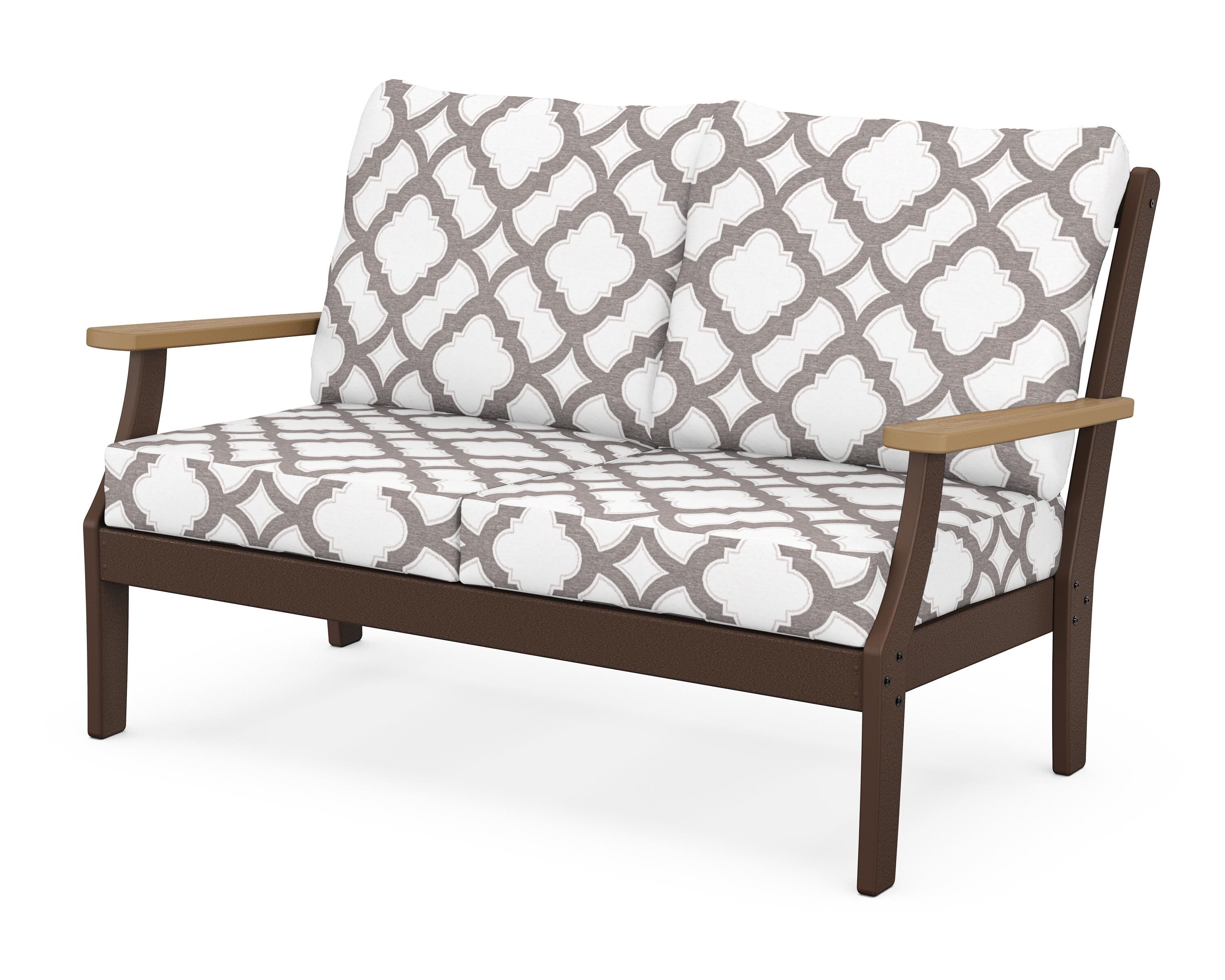 POLYWOOD® Braxton Deep Seating Loveseat in Mahogany / Natural / Trellis Grey Mist