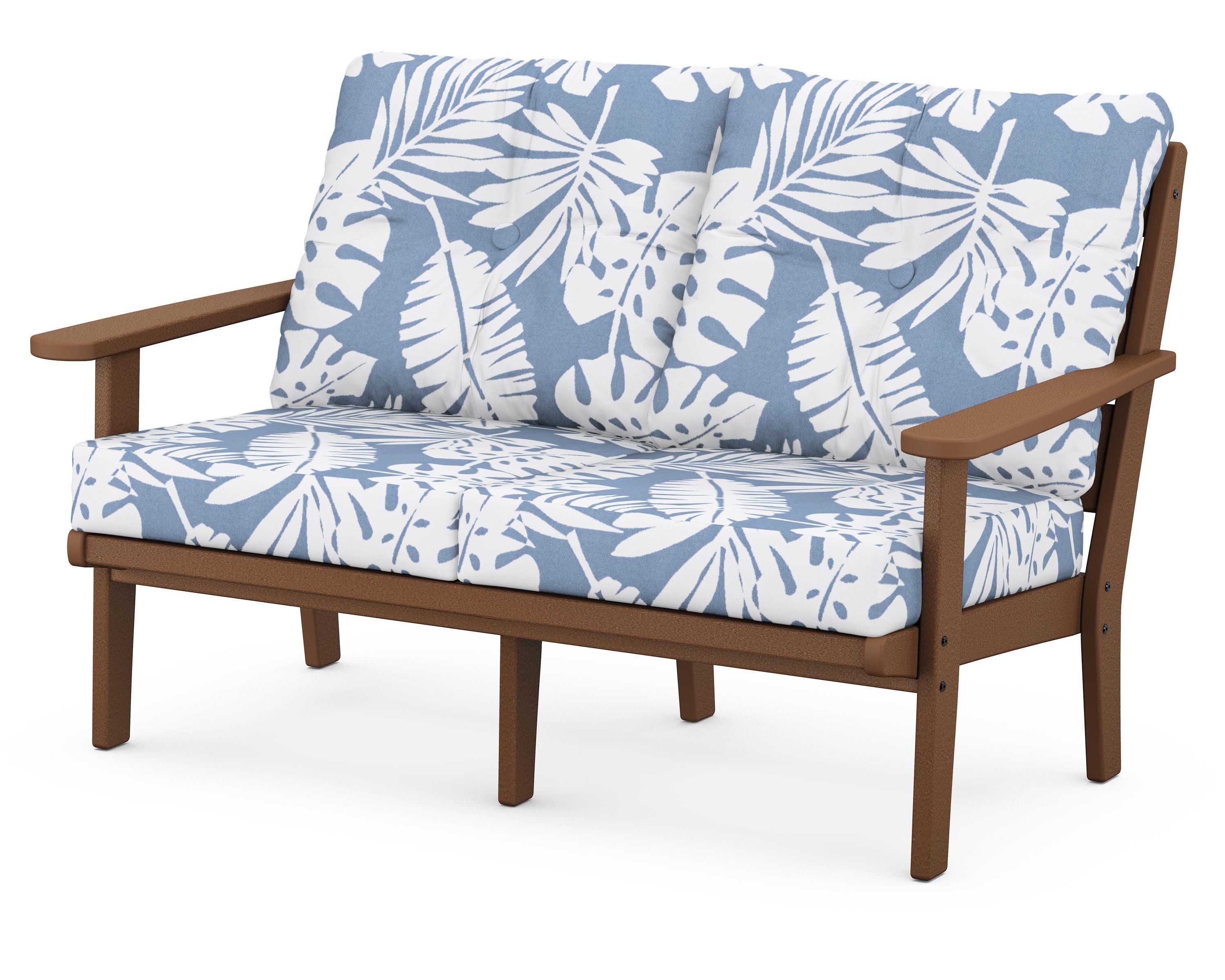 POLYWOOD® Lakeside Deep Seating Loveseat in Teak / Leaf Sky Blue