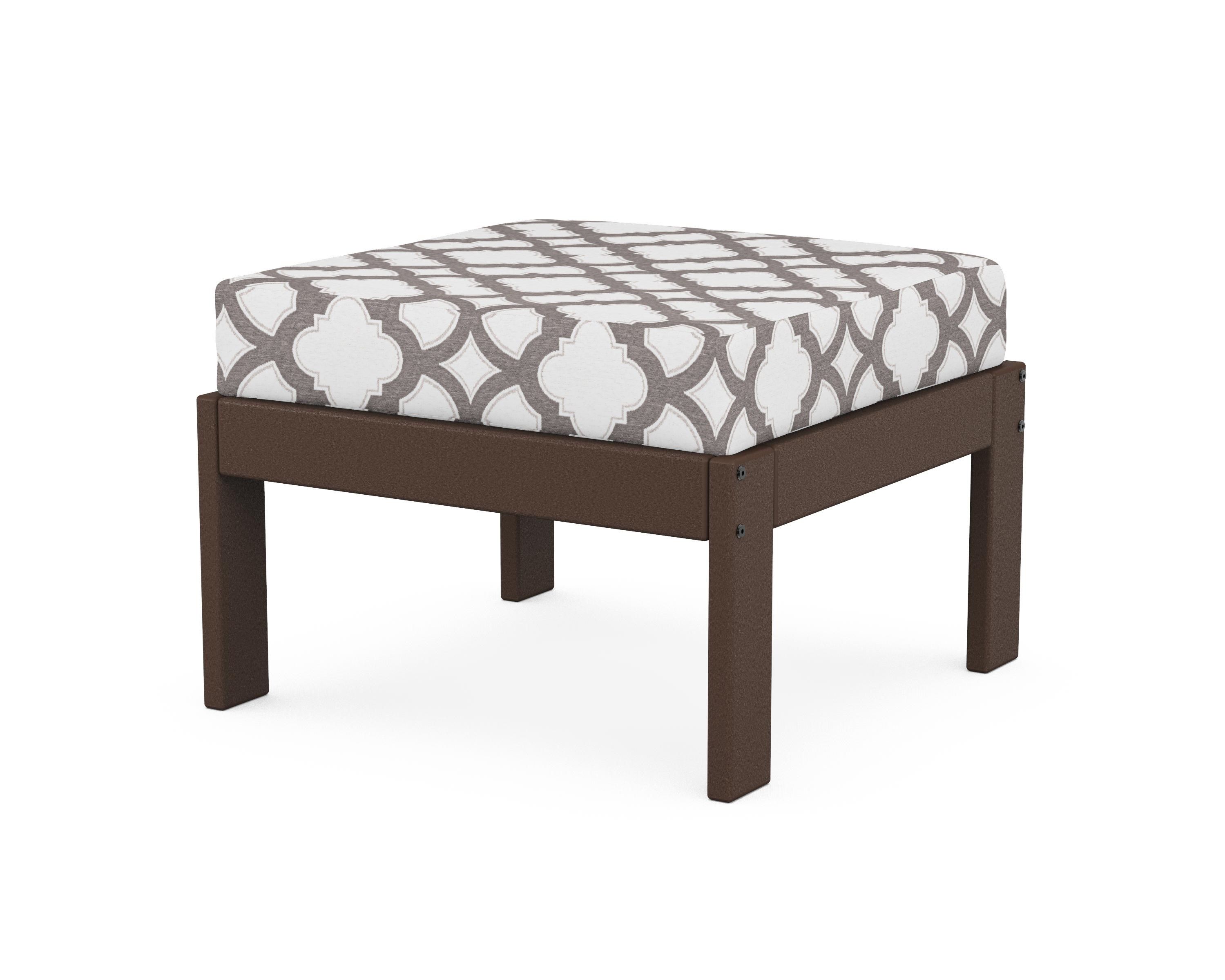 POLYWOOD® Vineyard Modular Ottoman in Mahogany / Trellis Grey Mist