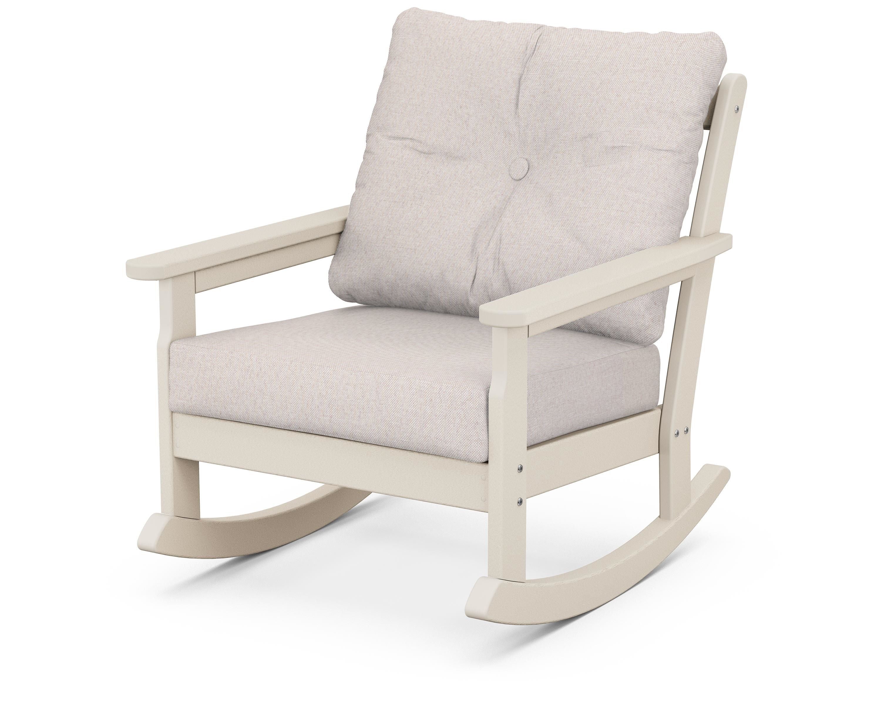 POLYWOOD® Vineyard Deep Seating Rocking Chair in Sand / Dune Burlap