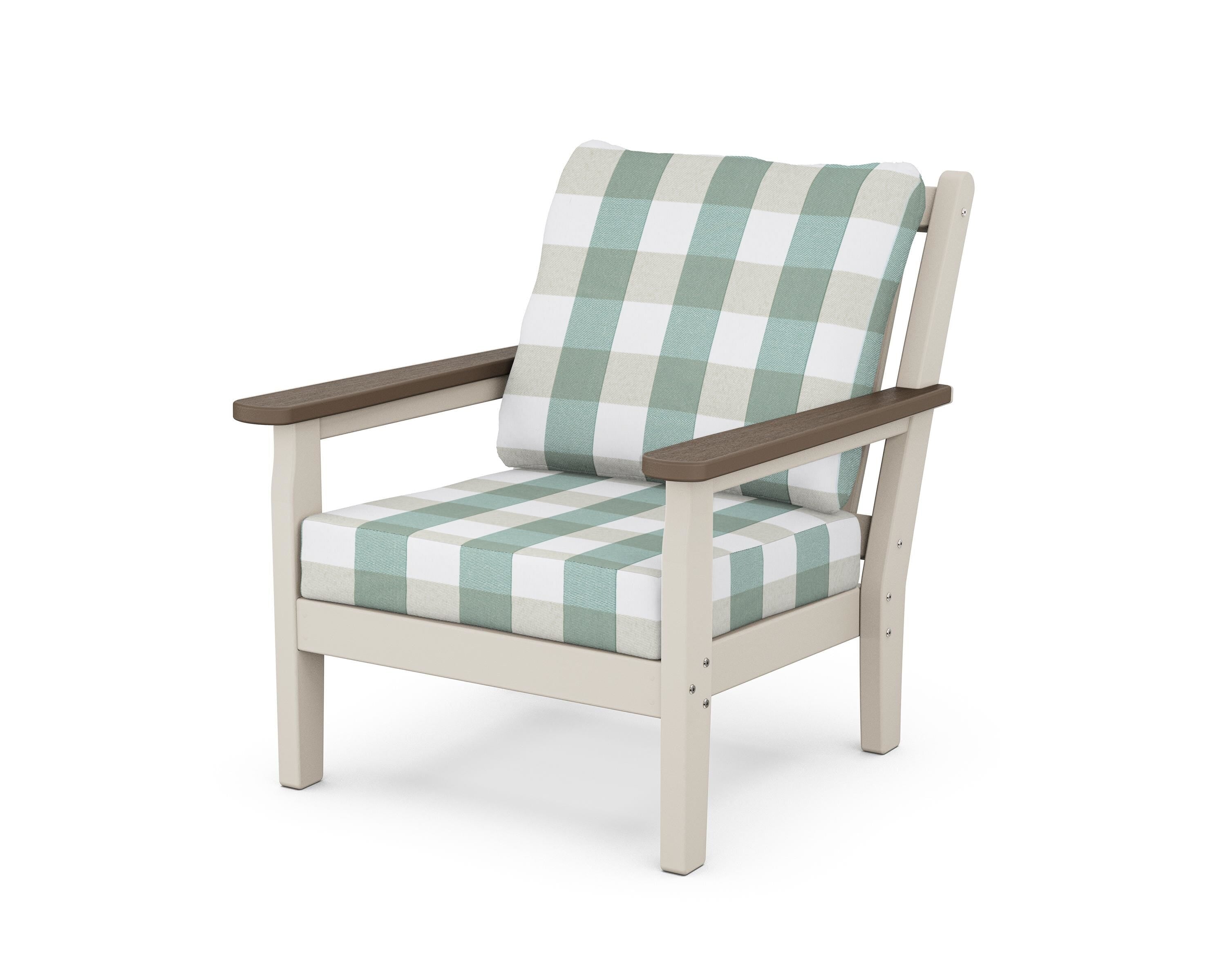 POLYWOOD® Chippendale Deep Seating Chair in Sand / Kona / Buffalo Plaid Glacier Spa