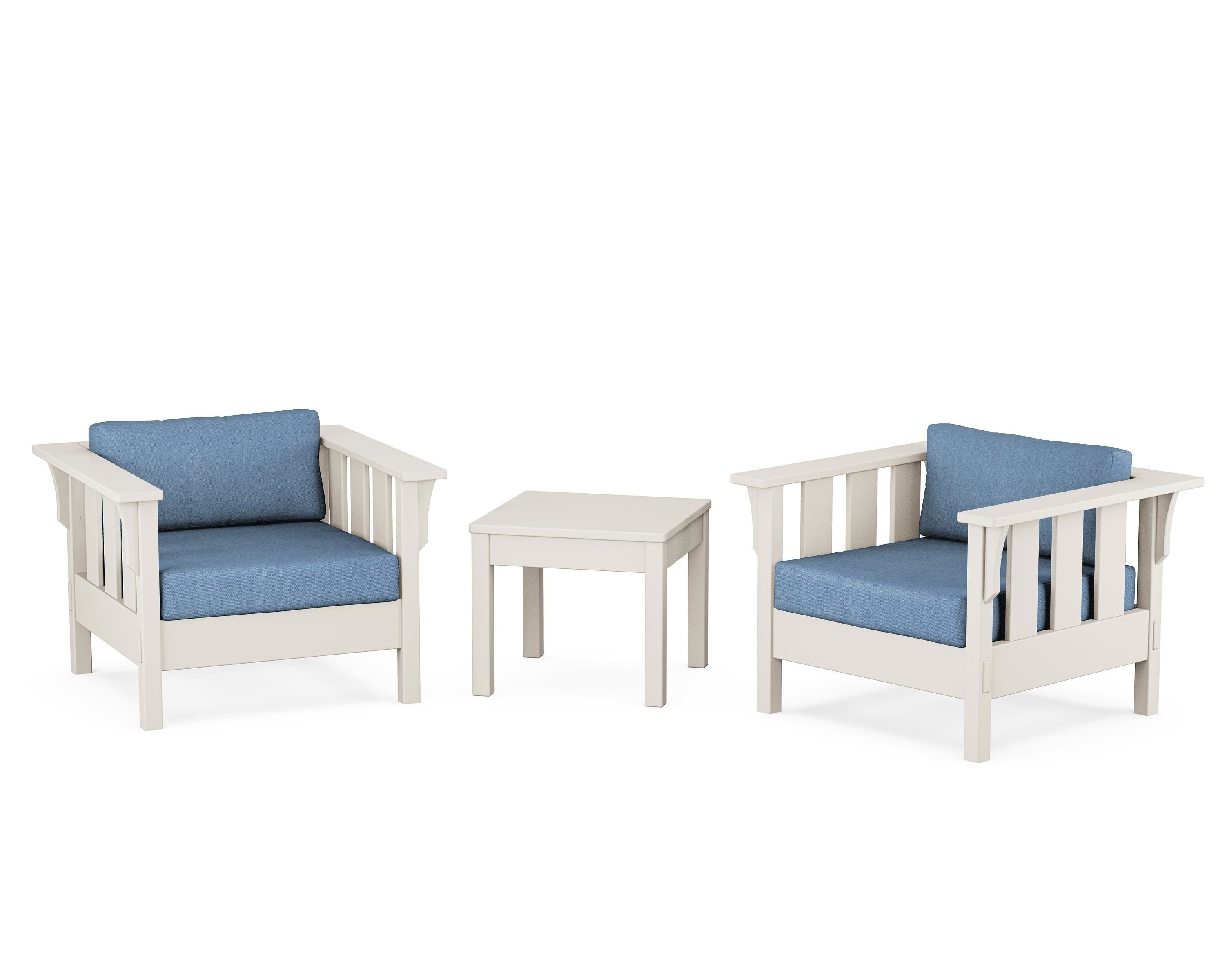 Martha Stewart by POLYWOOD® Acadia 3-Piece Deep Seating Set in Sand / Sky Blue