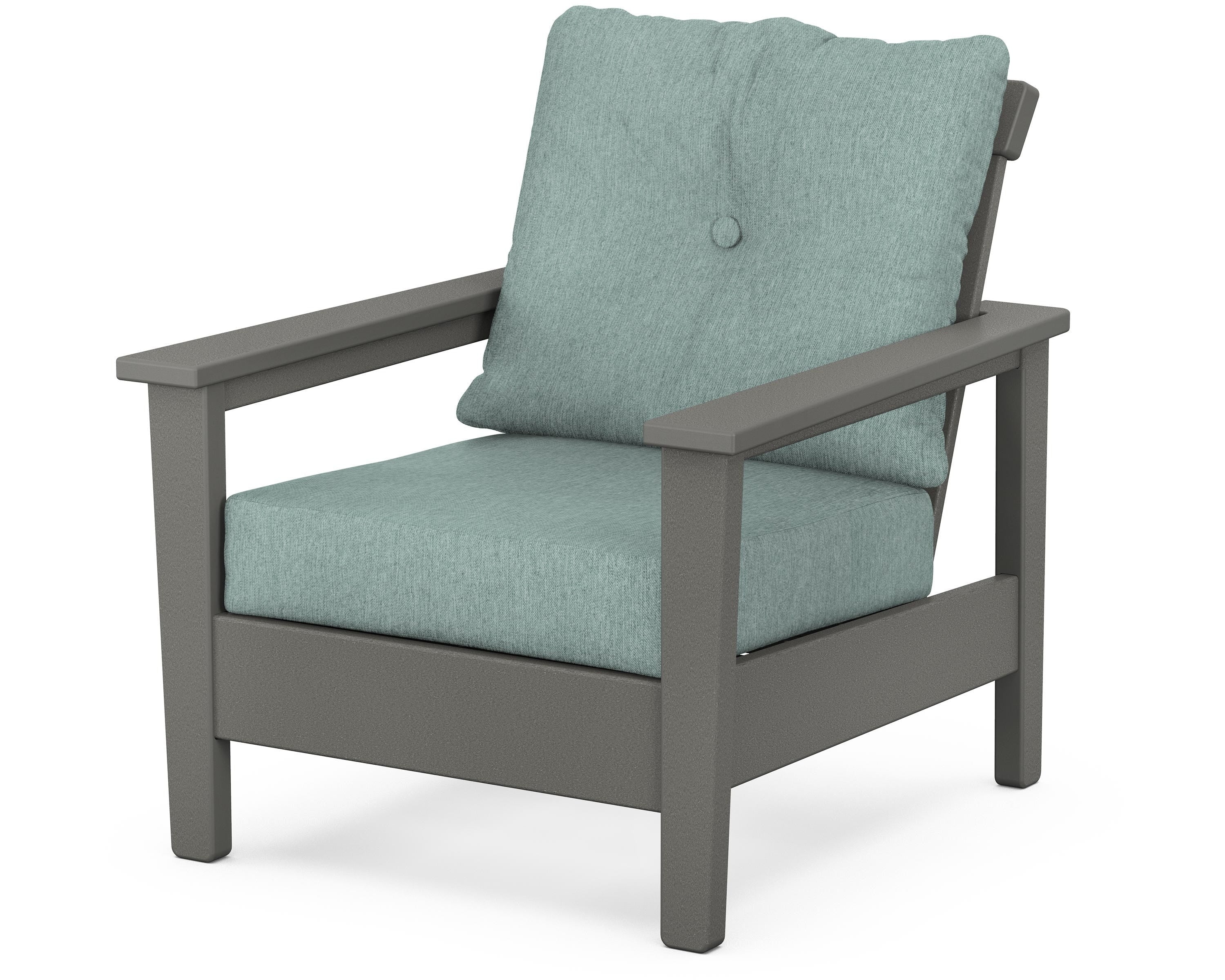 POLYWOOD® Prescott Deep Seating Chair in Slate Grey / Glacier Spa