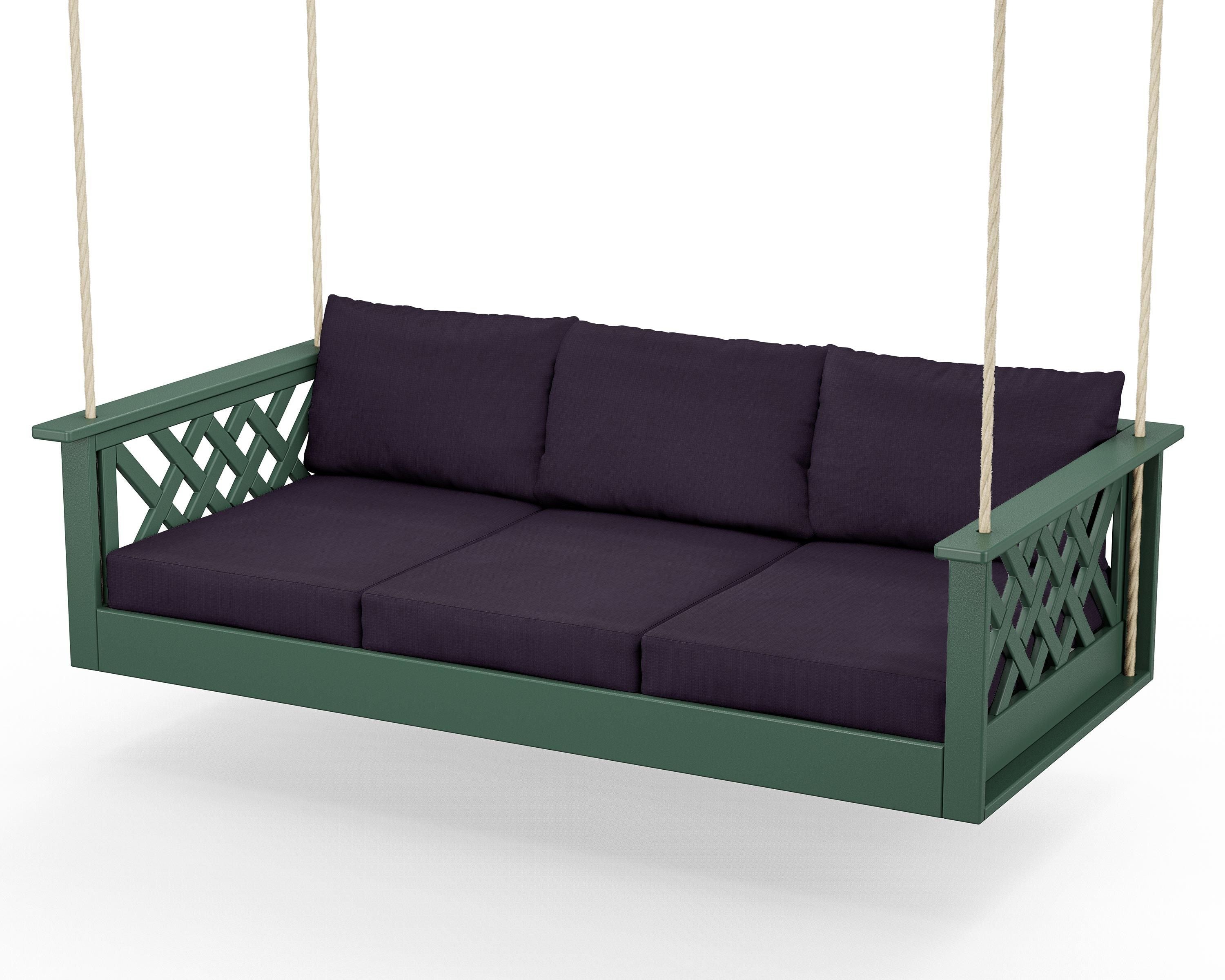 Country Living Wovendale Daybed Swing in Green / Navy Linen