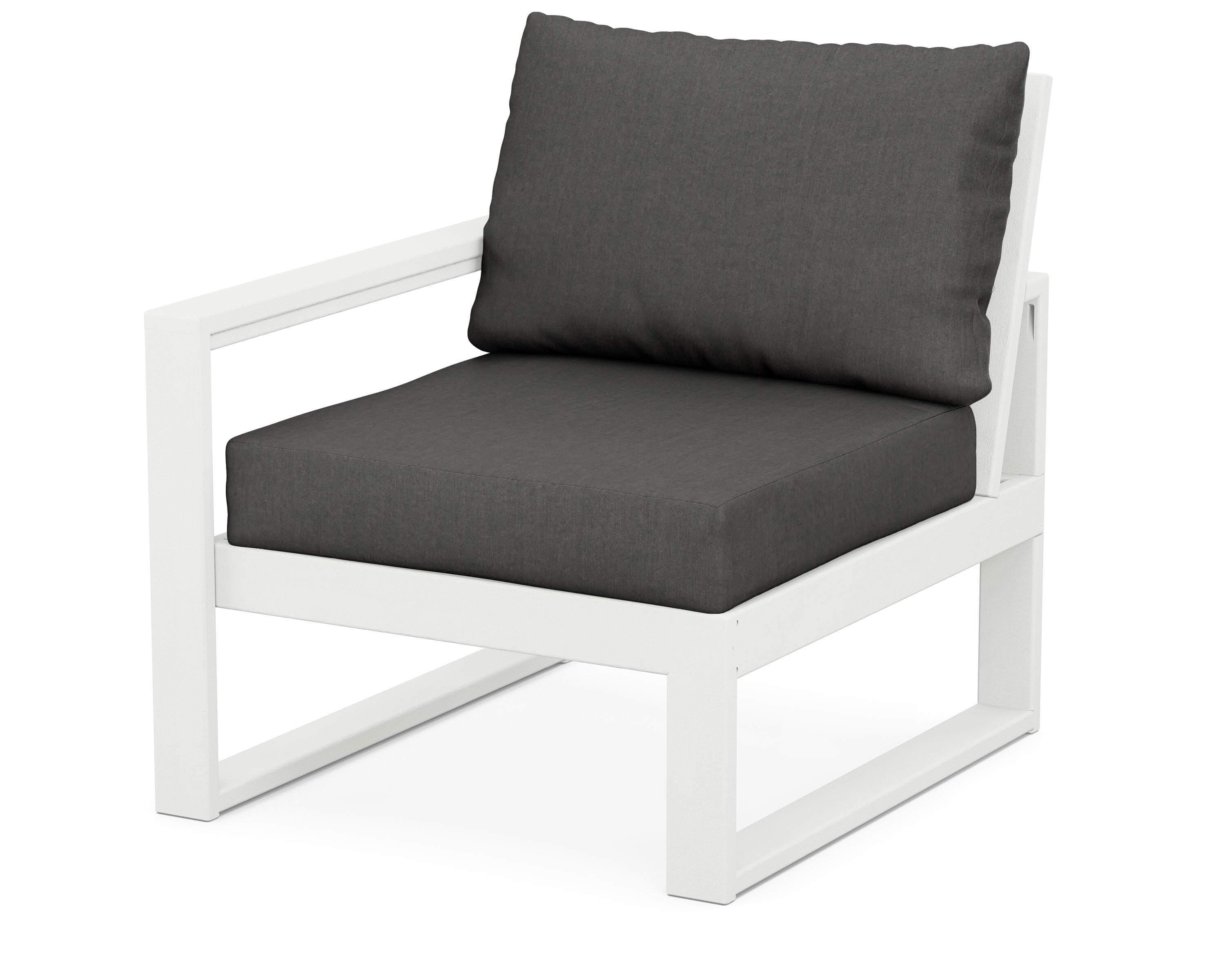 POLYWOOD® EDGE Modular Left Arm Chair in Vintage White / Spectrum Carbon