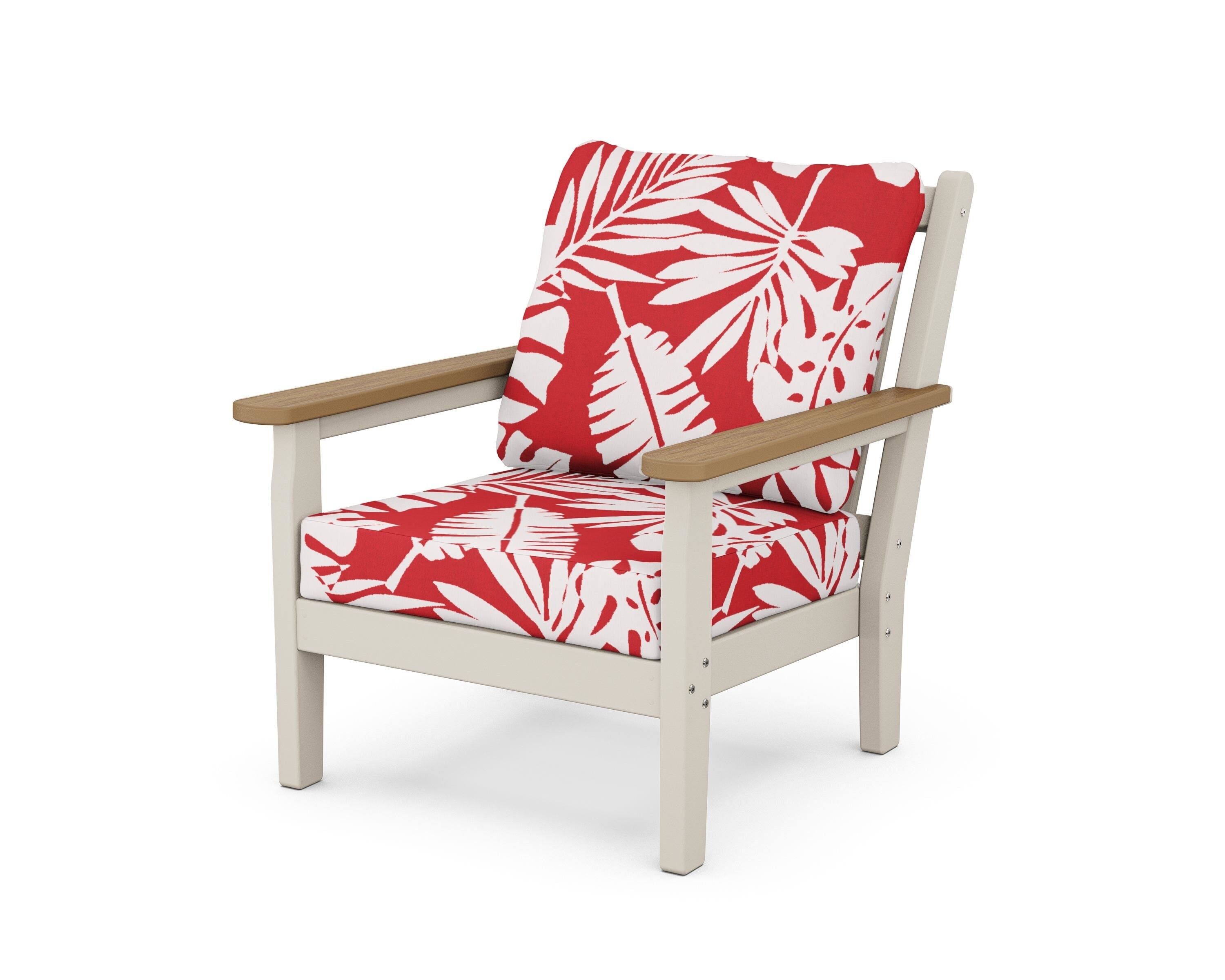 POLYWOOD® Chippendale Deep Seating Chair in Sand / Natural / Leaf Crimson
