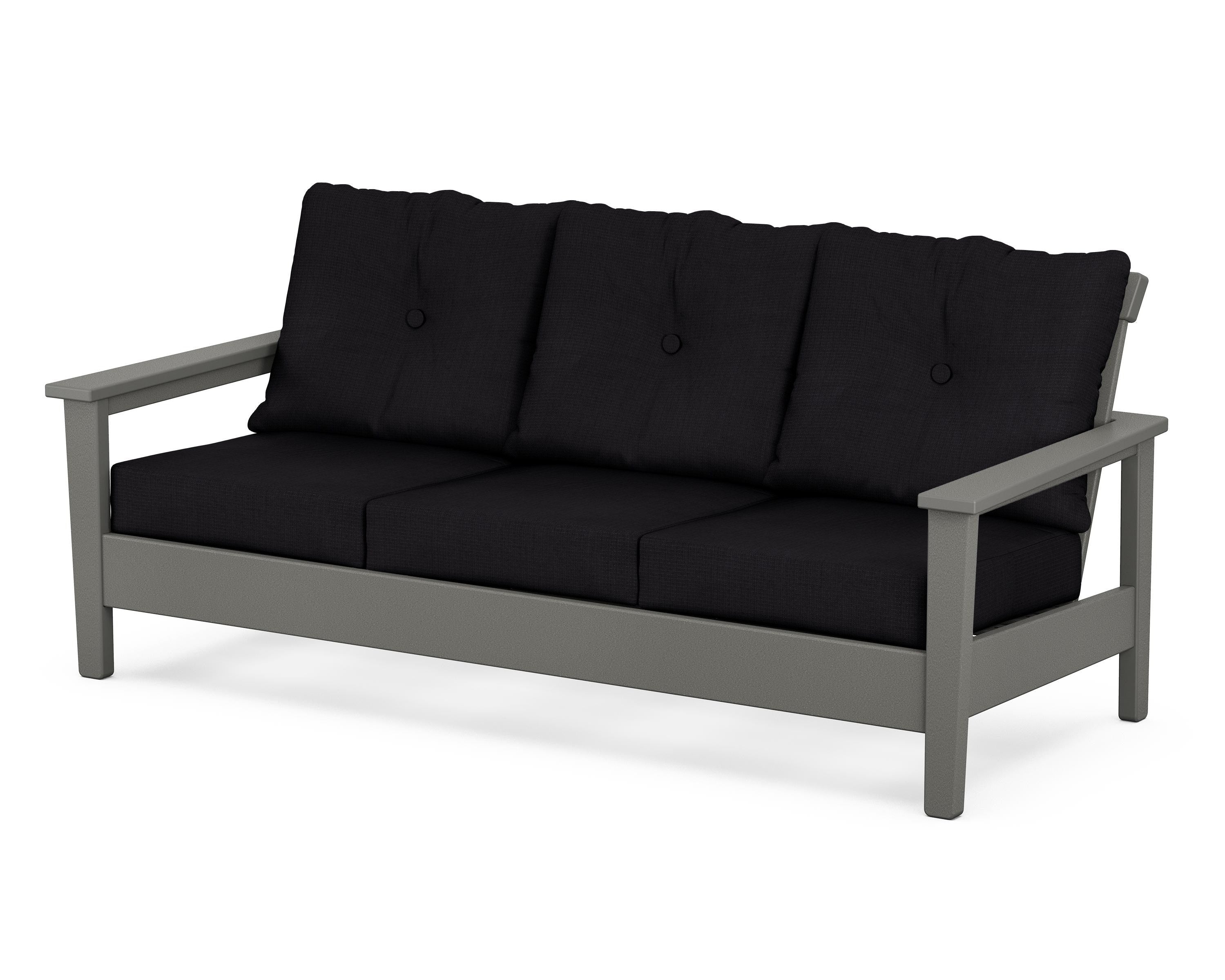 POLYWOOD® Prescott Deep Seating Sofa in Slate Grey / Midnight Linen