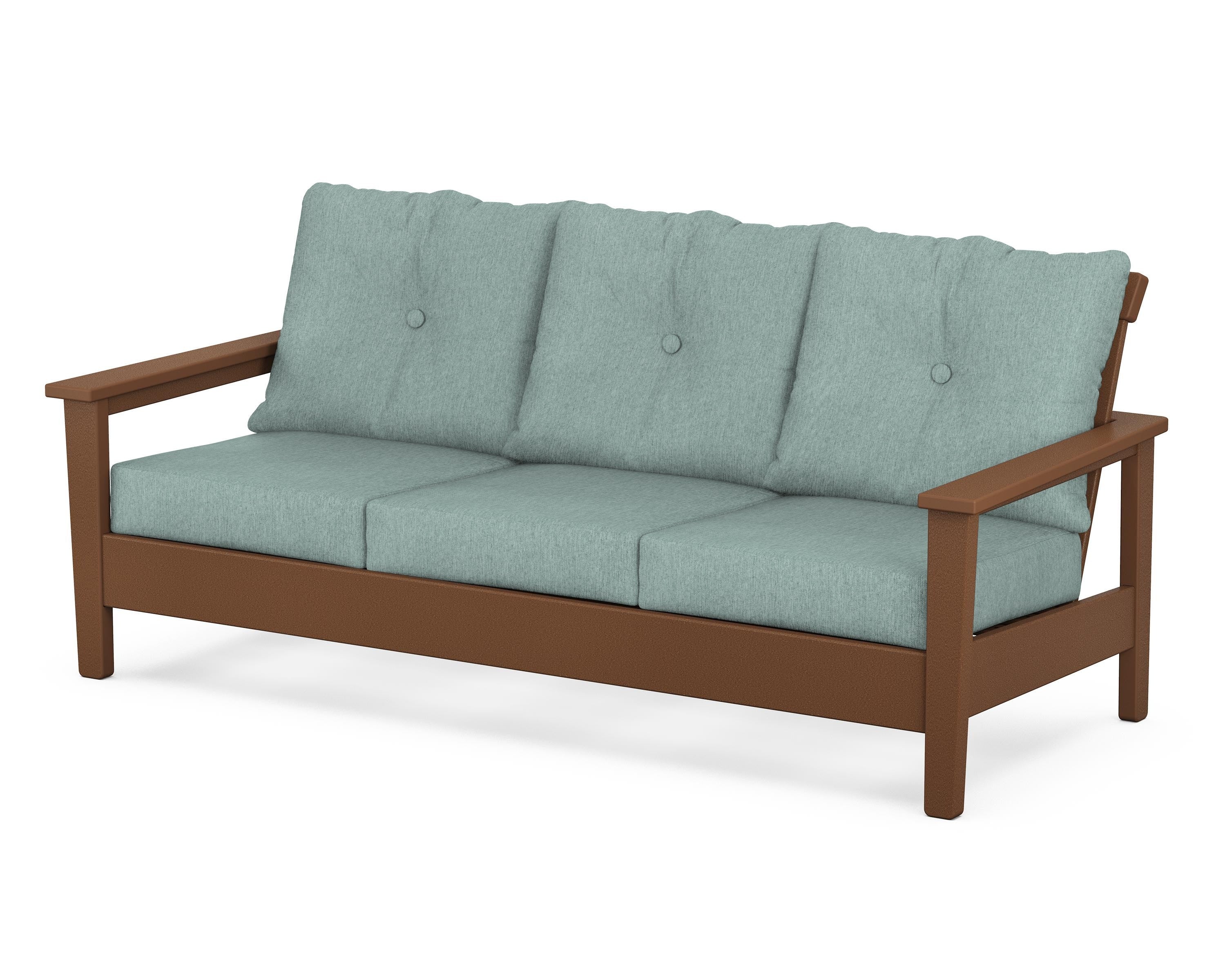 POLYWOOD® Prescott Deep Seating Sofa in Teak / Glacier Spa