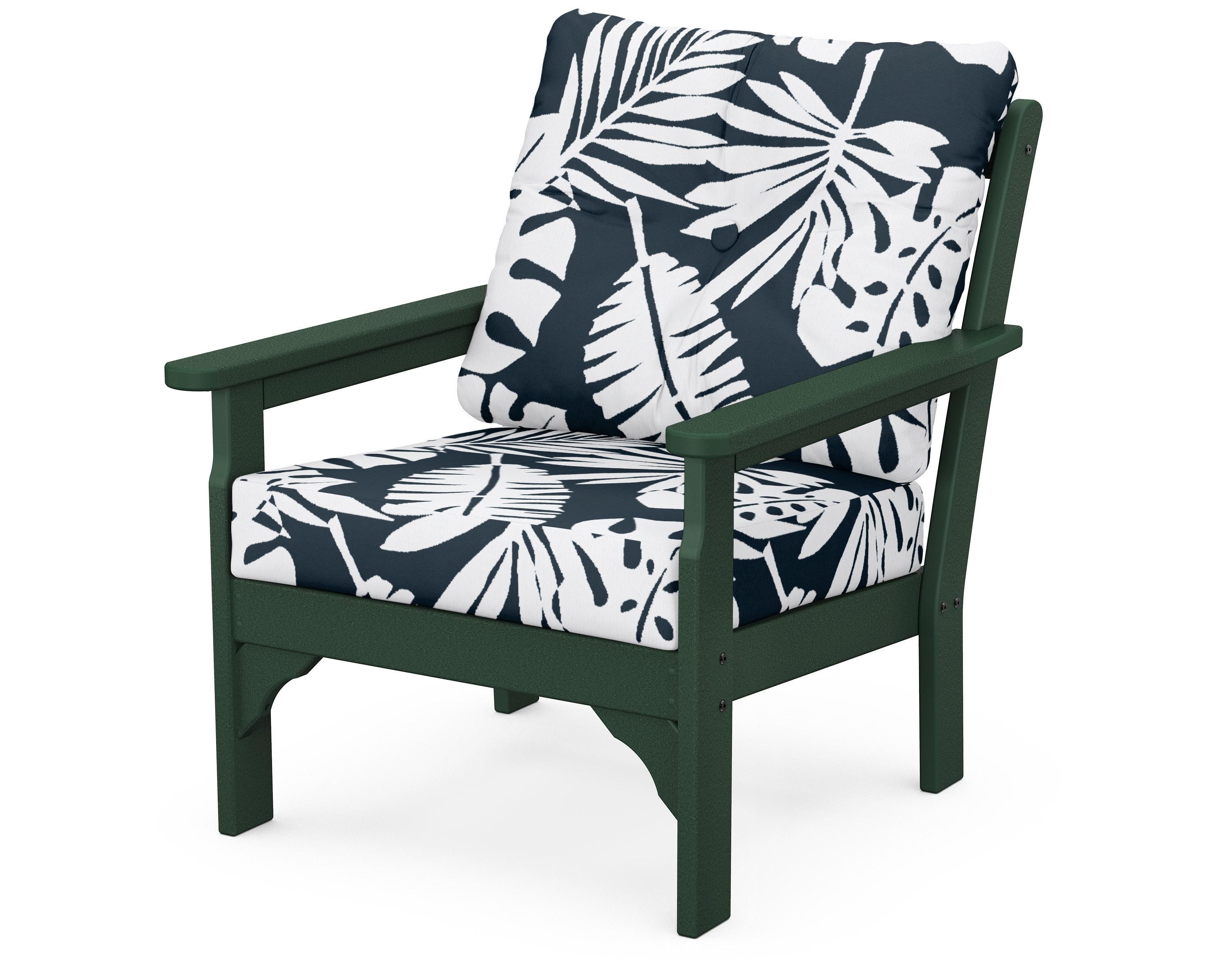 POLYWOOD® Vineyard Deep Seating Chair in Green / Leaf Marine Indigo