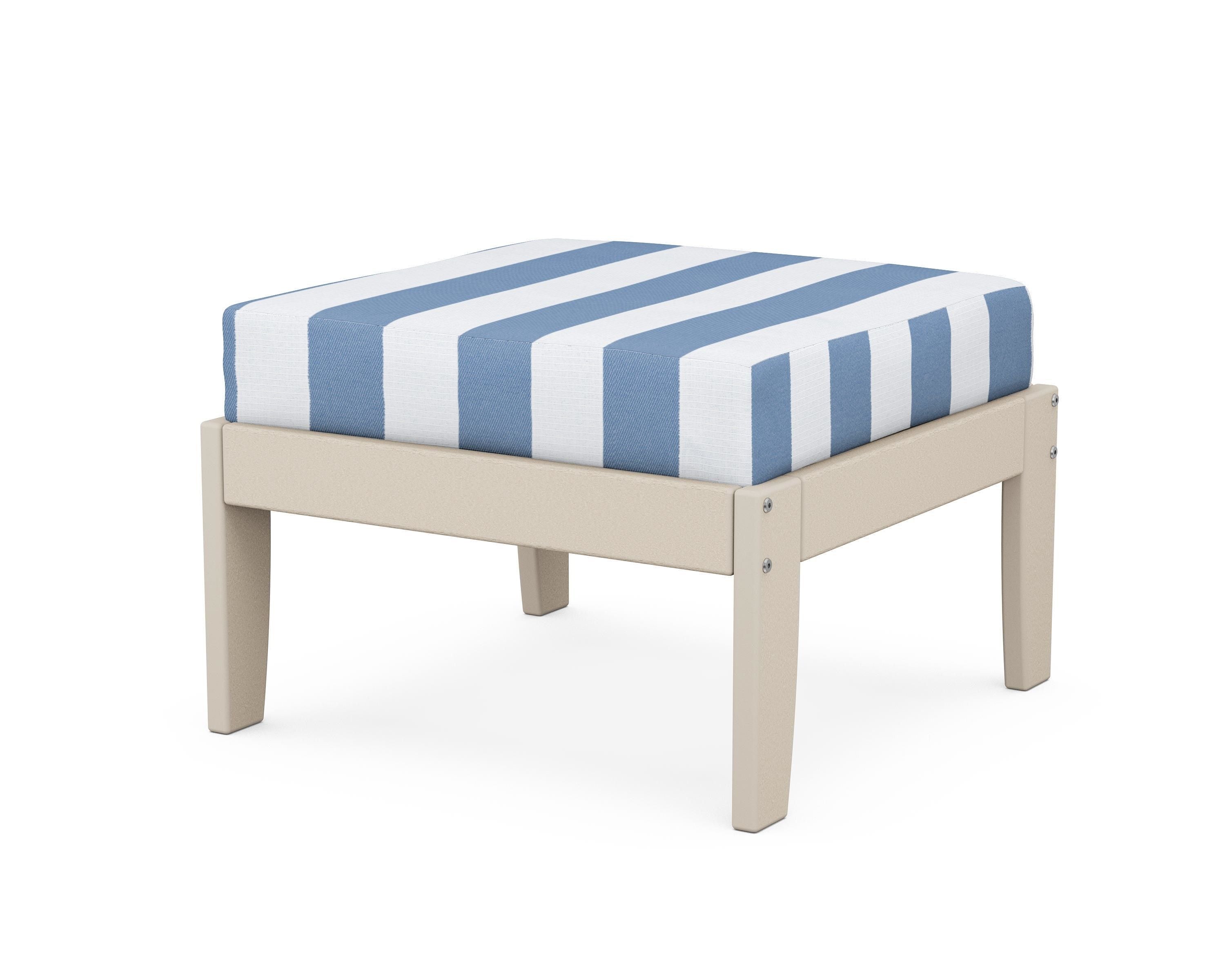Unbranded Modular Ottoman - Classic in Sand / Cabana Stripe Sky Blue