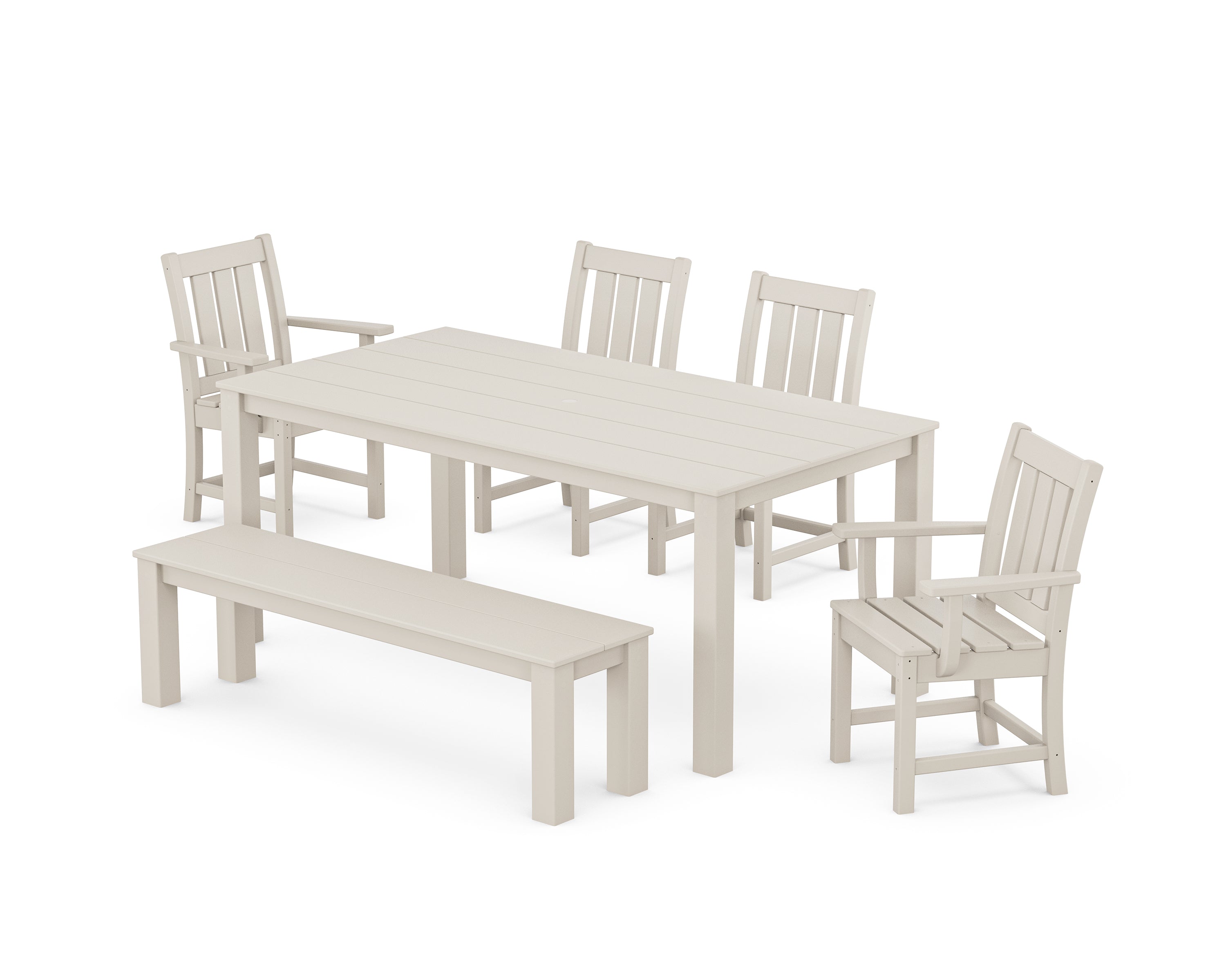 POLYWOOD® Oxford 6-Piece Parsons Dining Set with Bench in Sand