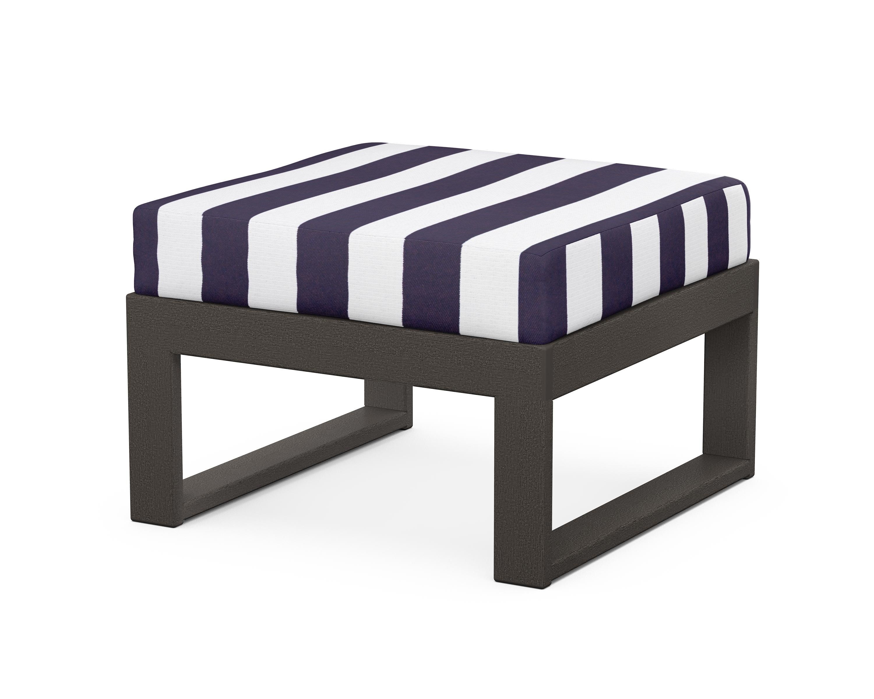 Unbranded Modular Ottoman - Modern in Vintage Coffee / Cabana Stripe Navy