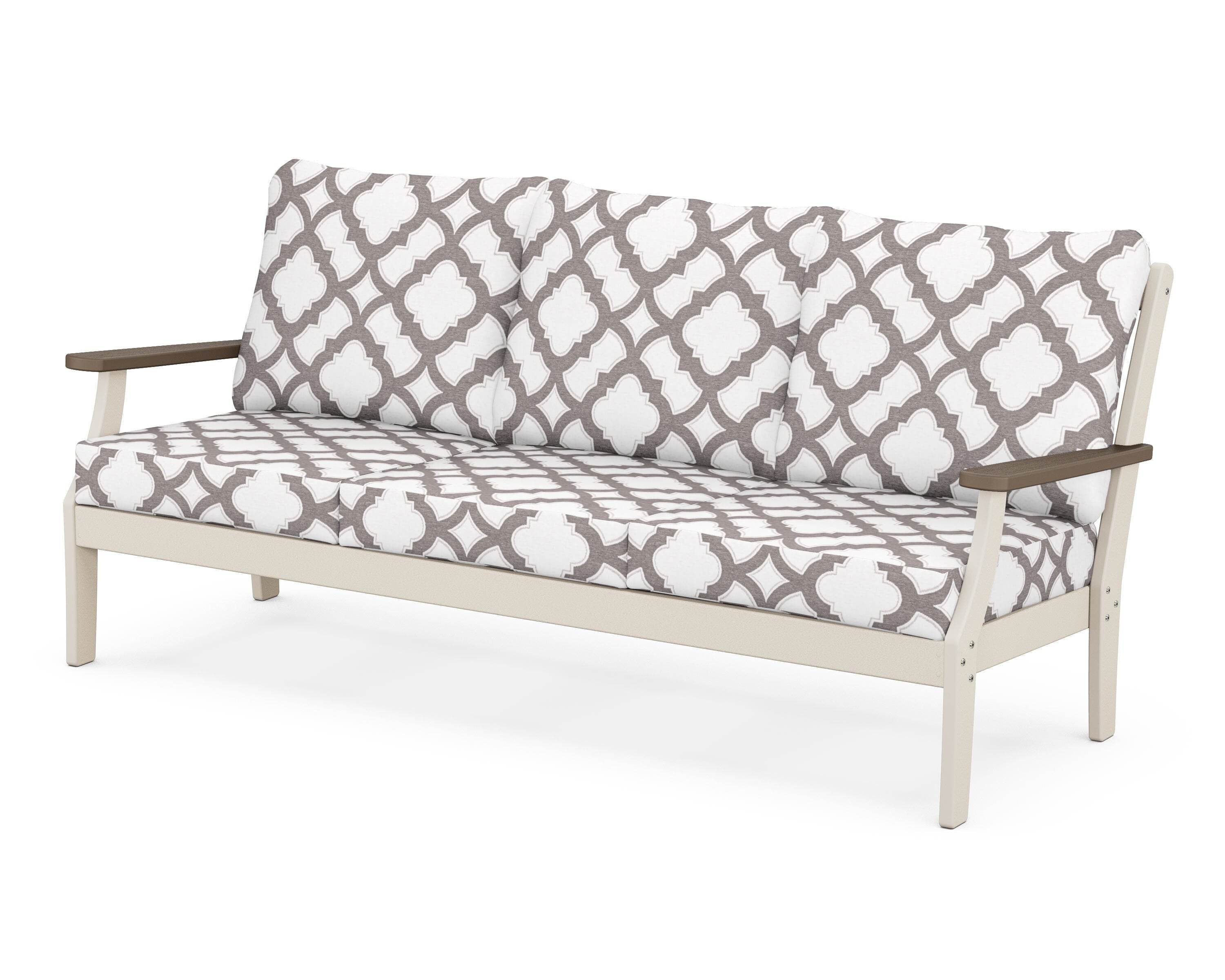 POLYWOOD® Braxton Deep Seating Sofa in Sand / Kona / Trellis Grey Mist