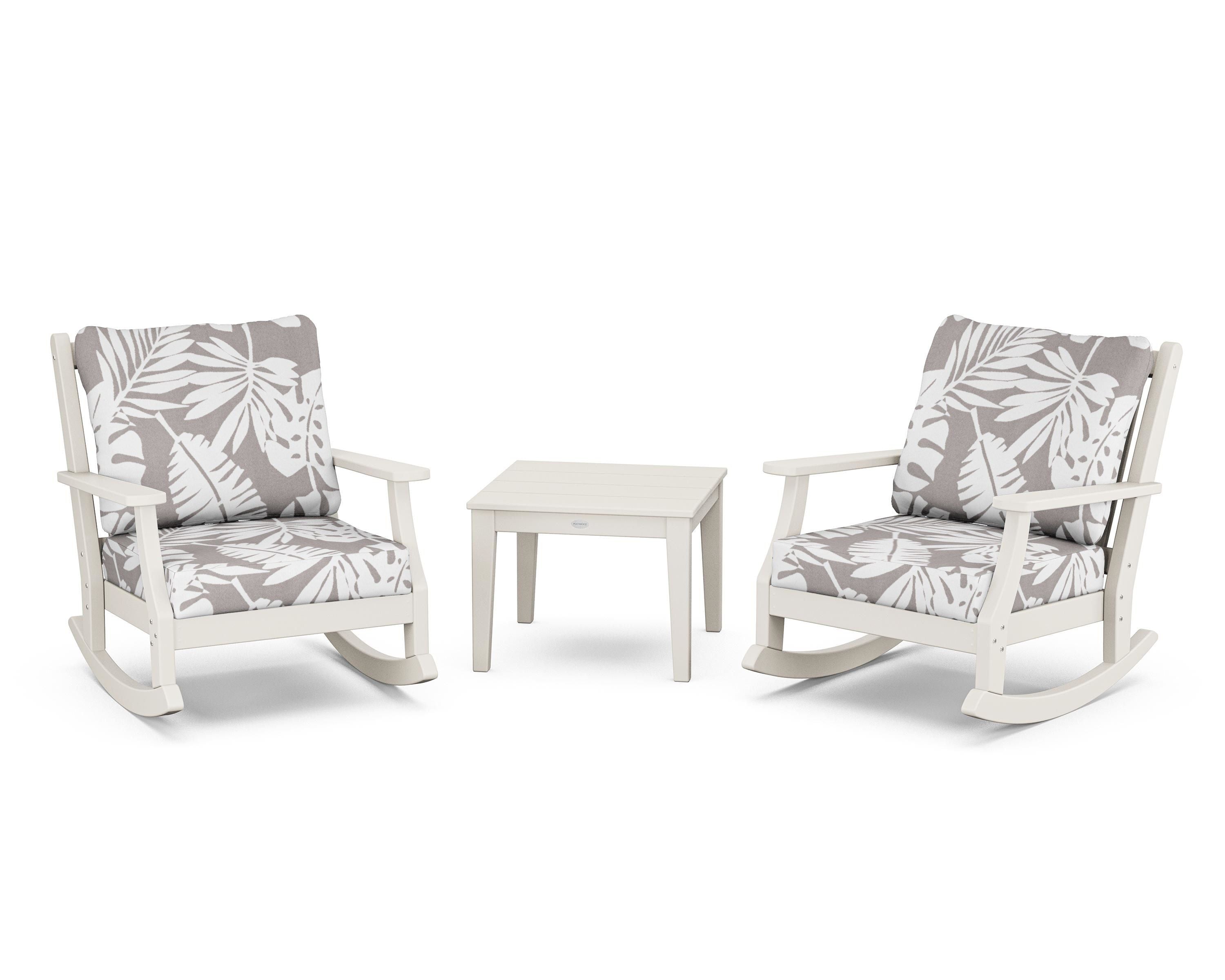 Country Living Wovendale 3-Piece Deep Seating Rocker Set in Sand / Leaf Grey Mist