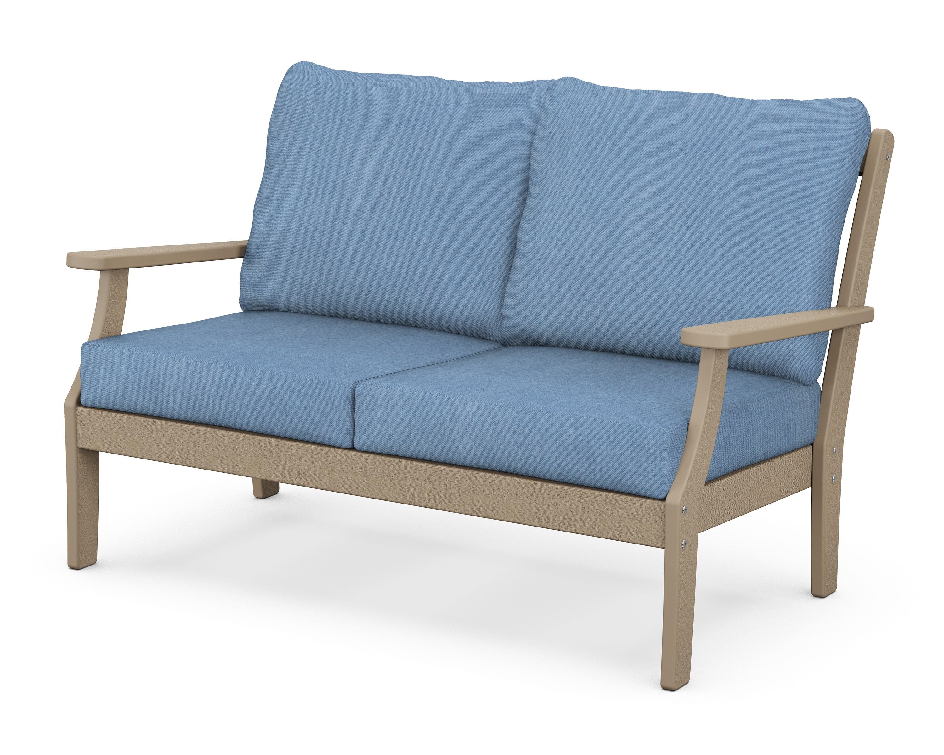 POLYWOOD® Braxton Deep Seating Loveseat in Vintage Sahara / Sky Blue
