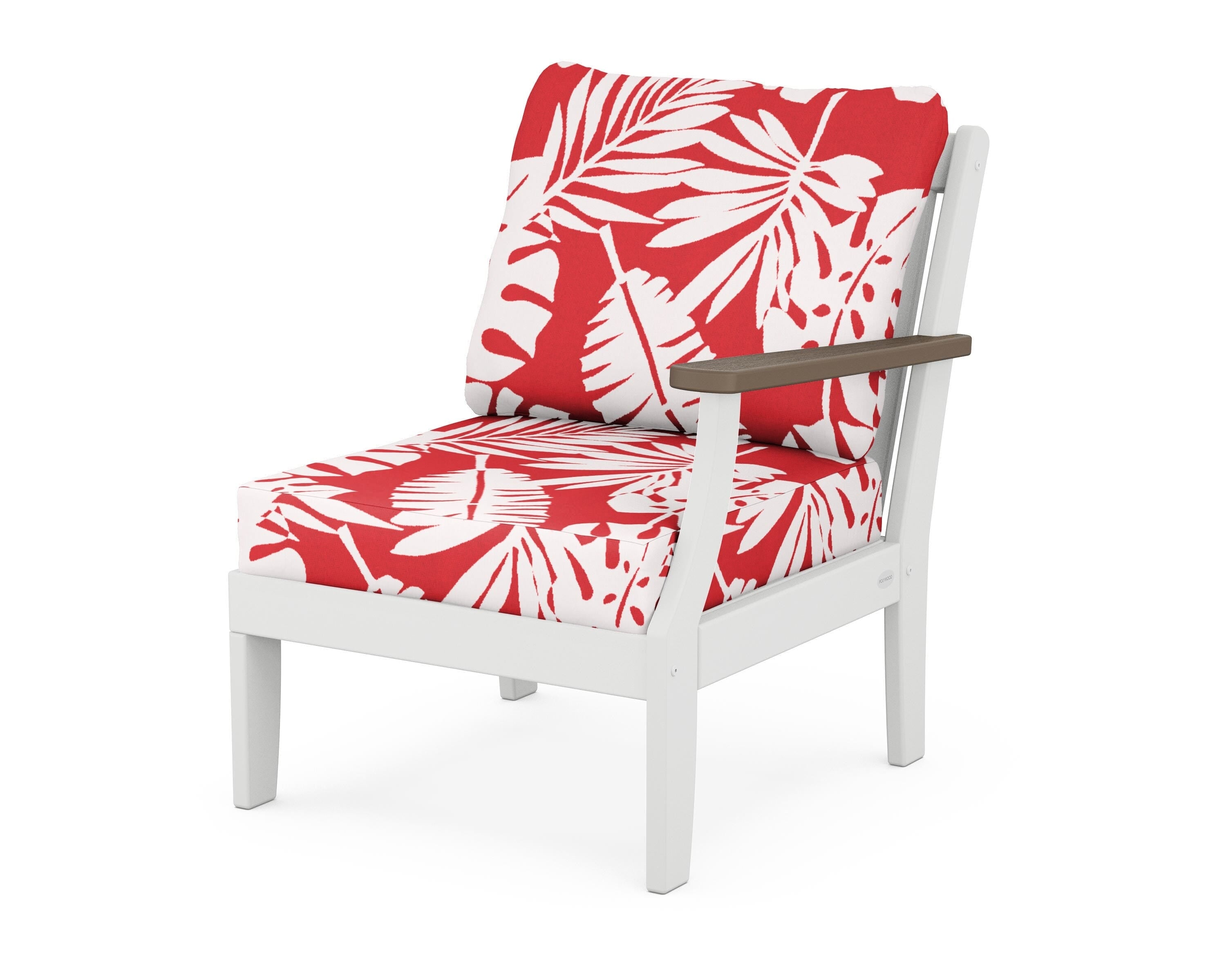 POLYWOOD® Braxton Modular Right Arm Chair in White / Kona / Leaf Crimson