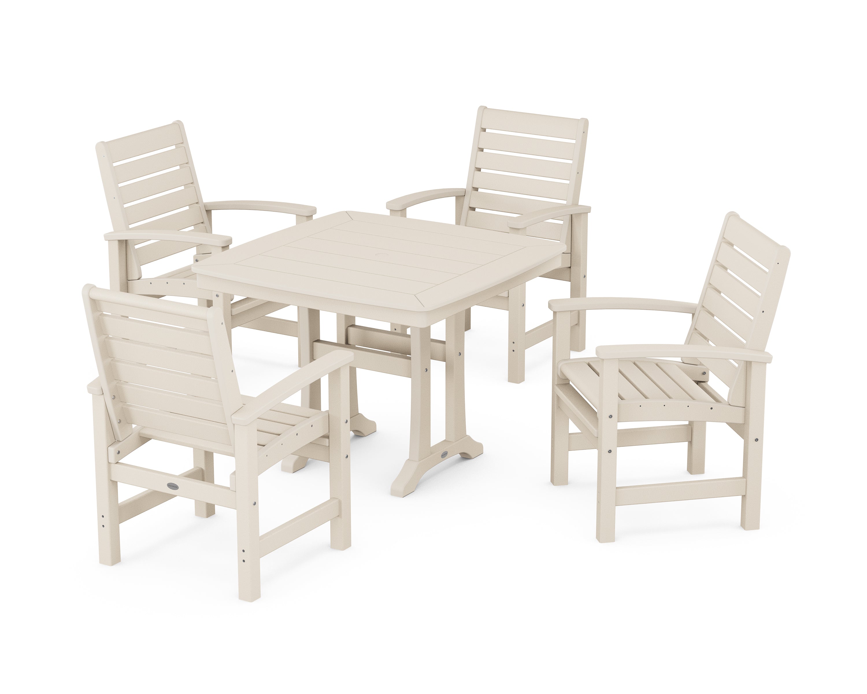 POLYWOOD® Signature 5-Piece Dining Set with Trestle Legs in Sand
