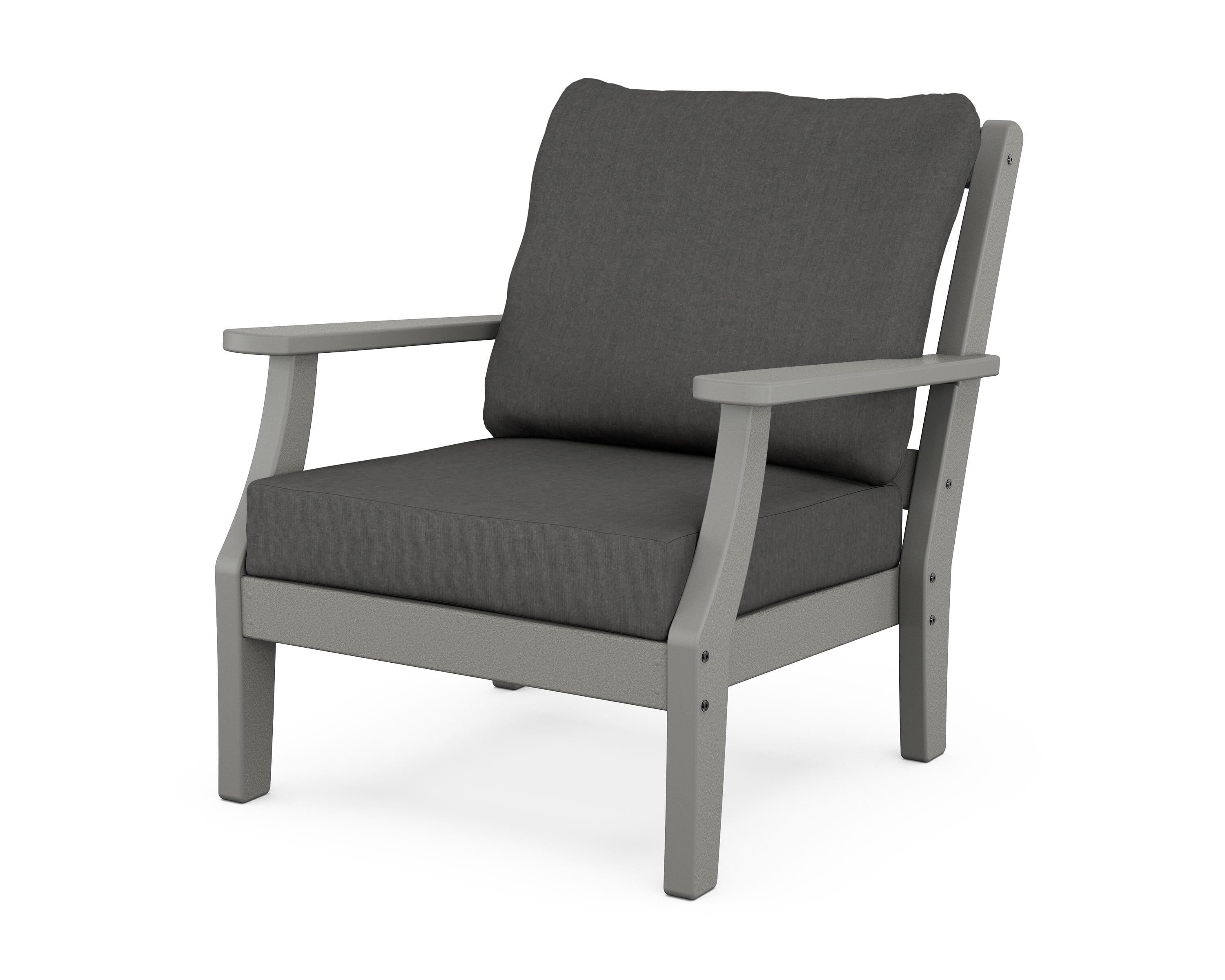 Martha Stewart by POLYWOOD® Chinoiserie Deep Seating Chair in Slate Grey / Spectrum Carbon