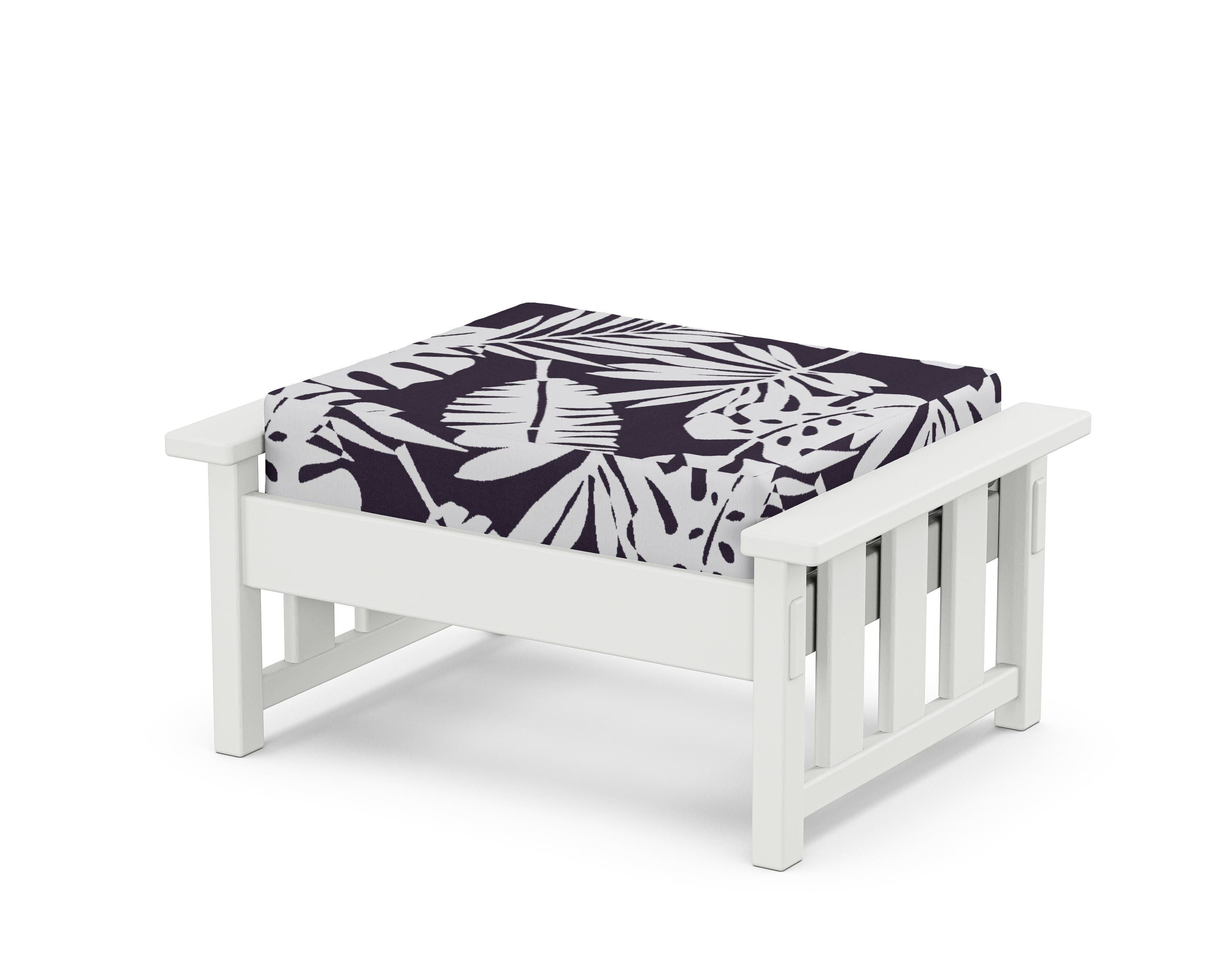 Martha Stewart by POLYWOOD® Acadia Deep Seating Ottoman in White / Leaf Navy