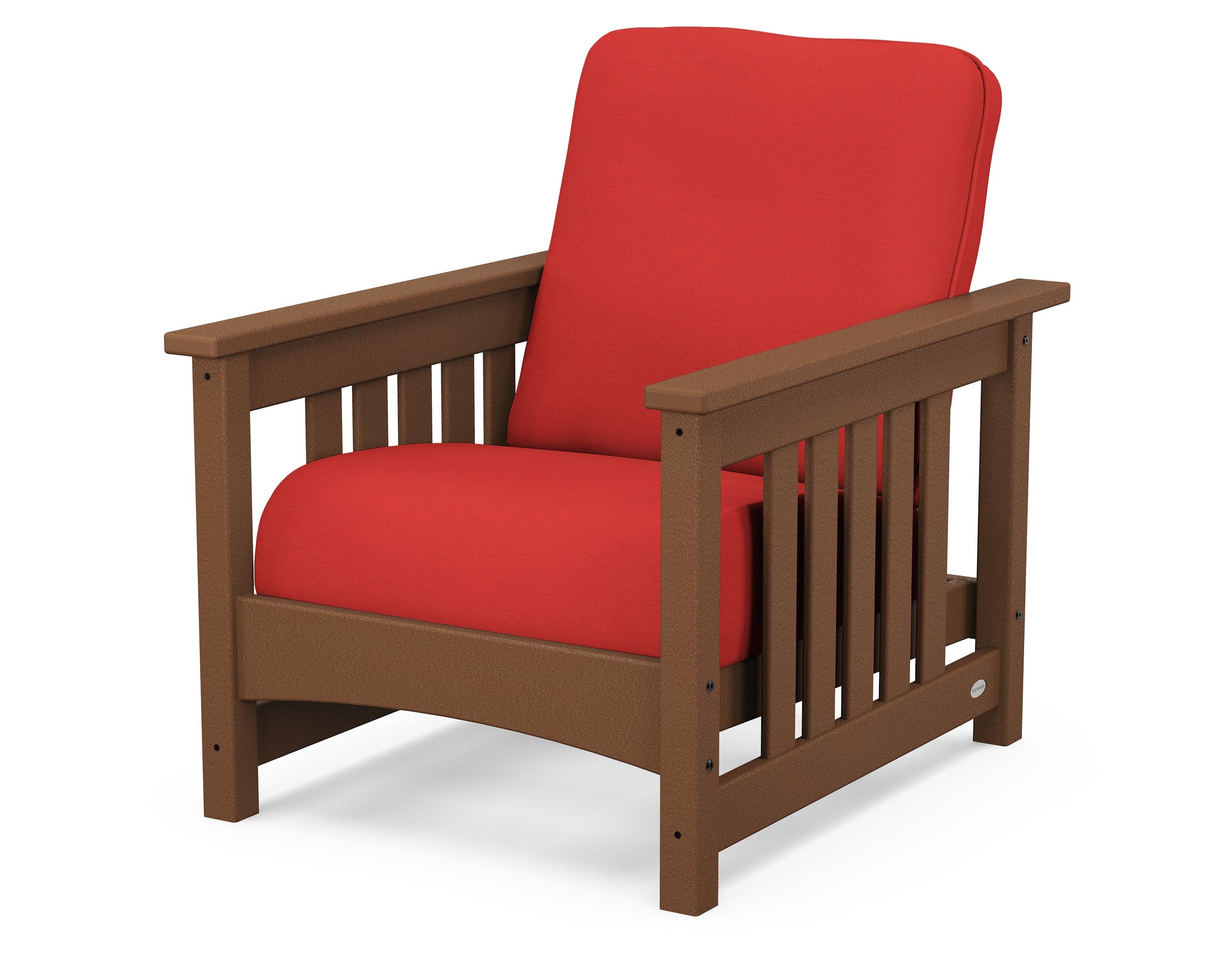 POLYWOOD® Club Mission Chair in Teak / Crimson Linen